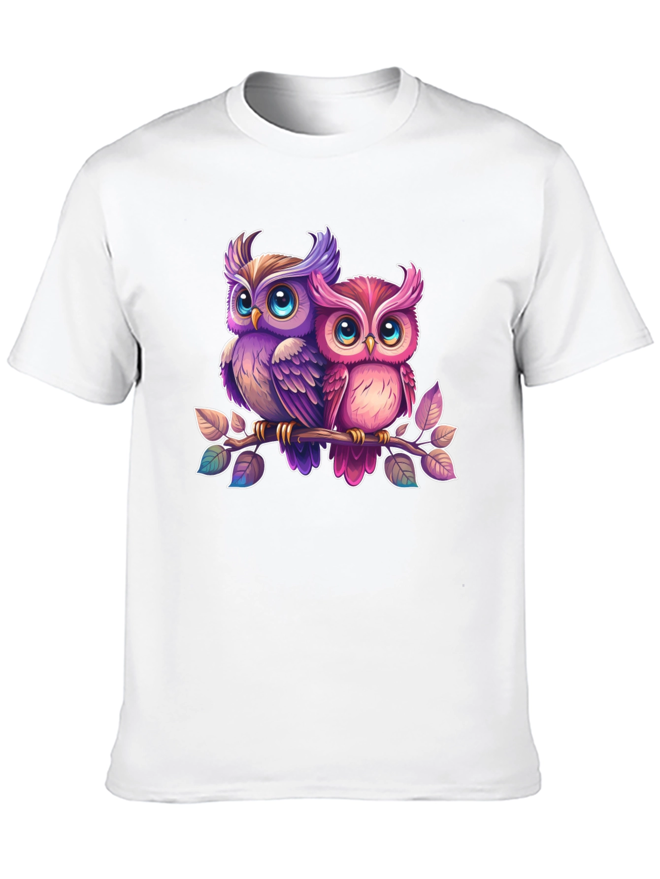 Cute Owl Couple Black T-Shirt