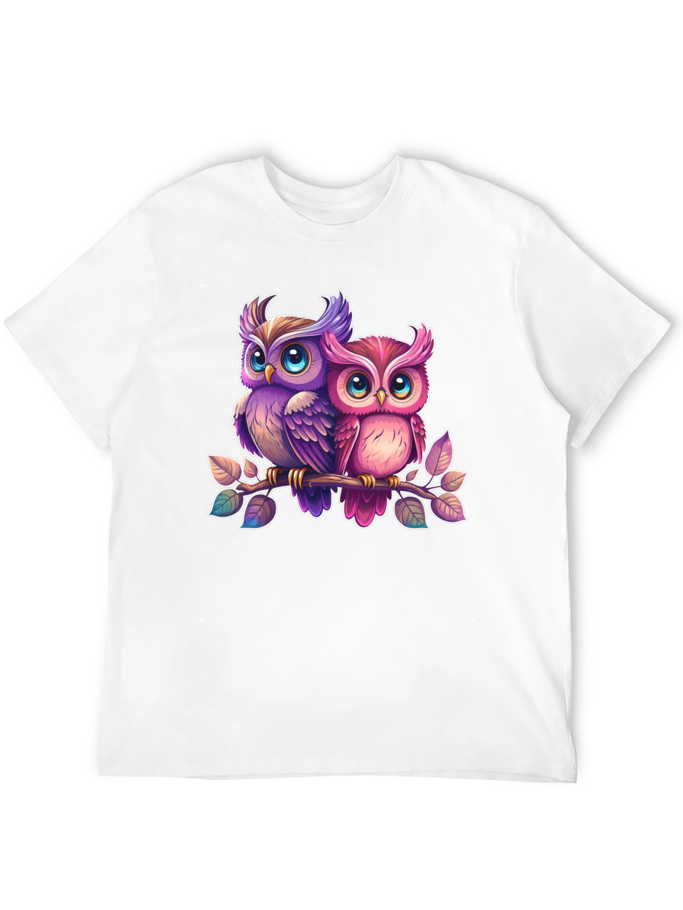 Cute Owl Couple Black T-Shirt