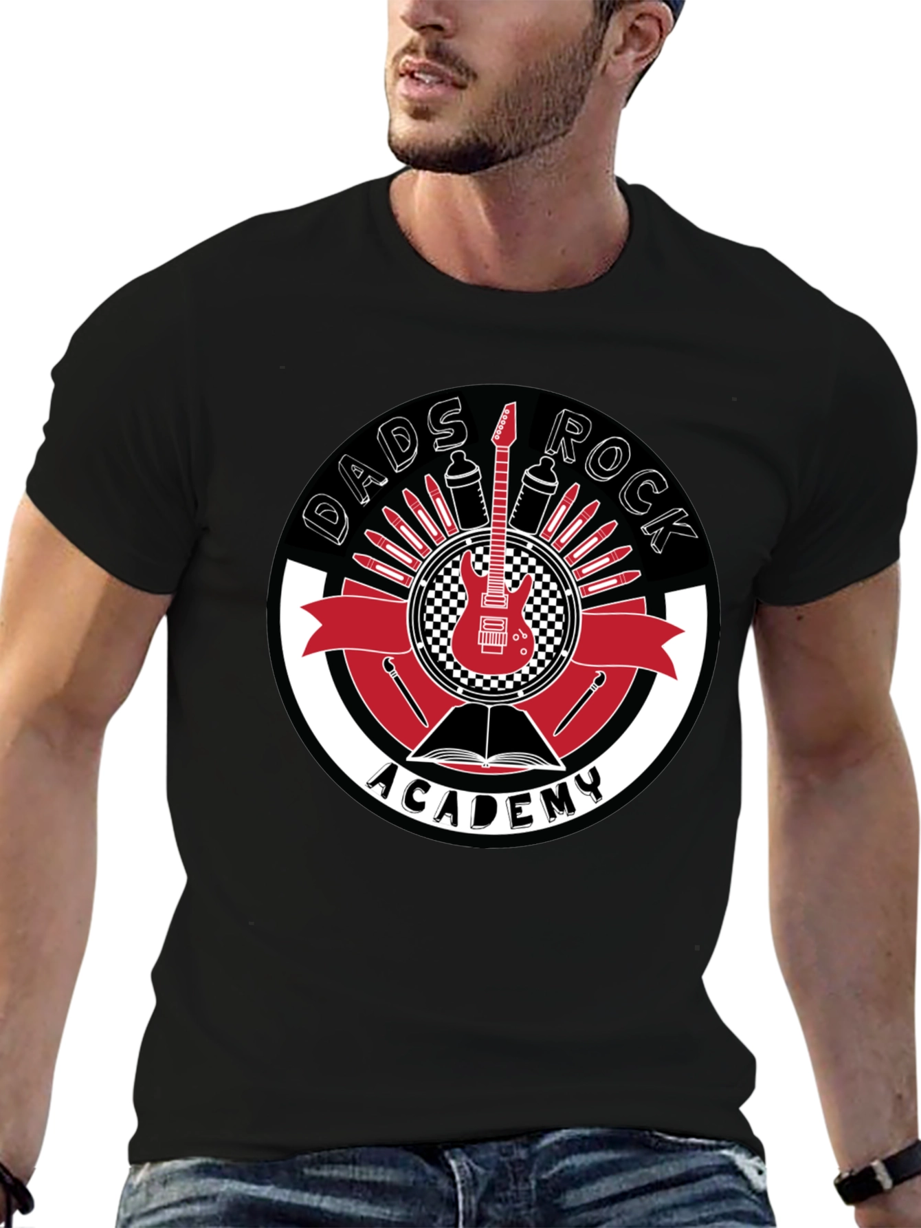 Dads Rock Academy Graphic Tee - Black Cotton Shirt