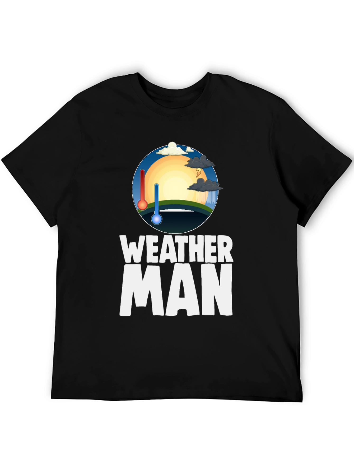 Weather Man Graphic Tee - Black Cotton T-Shirt