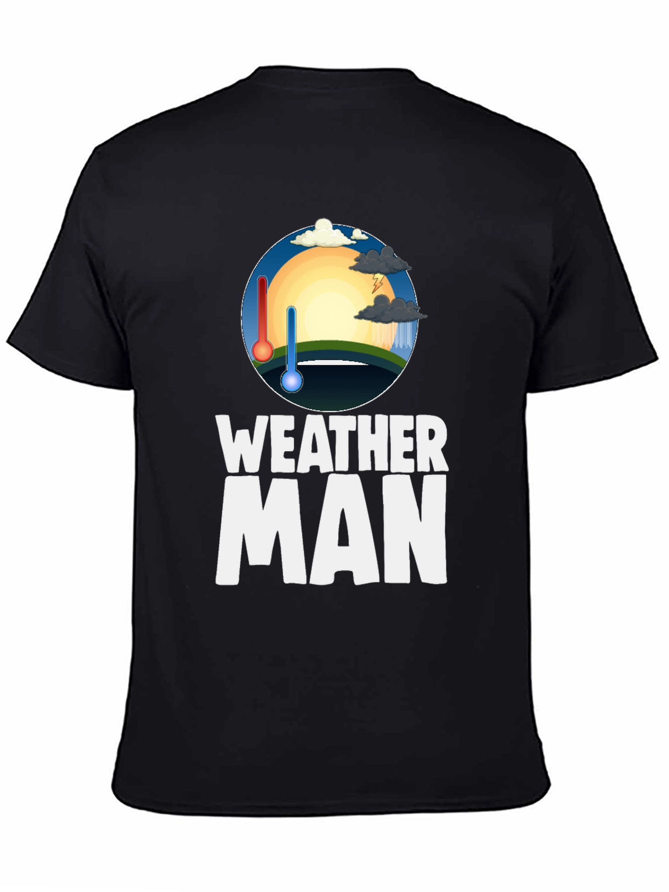 Weather Man Graphic Tee - Black Cotton T-Shirt