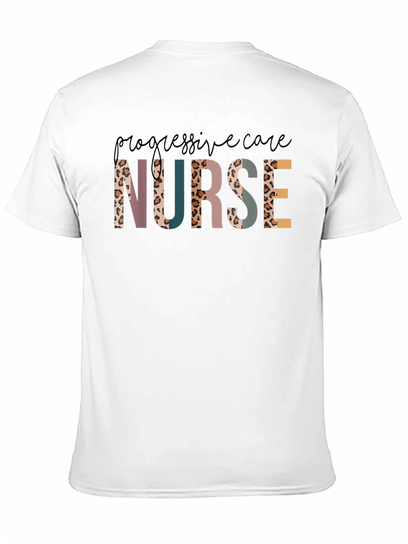 Progressive Care Nurse T-Shirt Leopard Print Letters