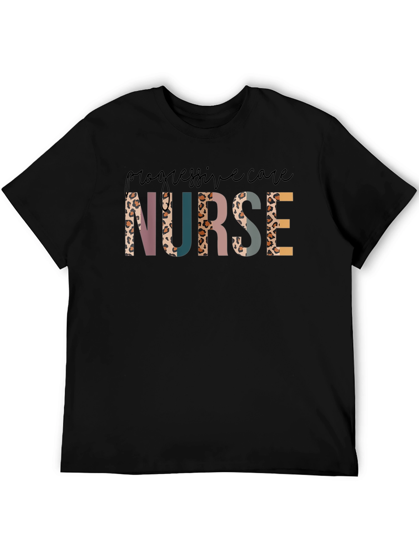 Progressive Care Nurse T-Shirt Leopard Print Letters