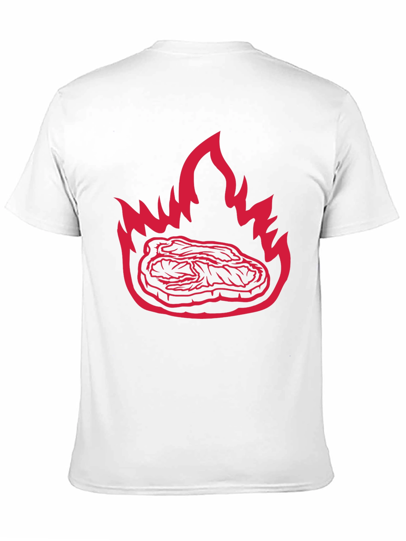 Flaming Steak Graphic Tee - Bold Black T-Shirt