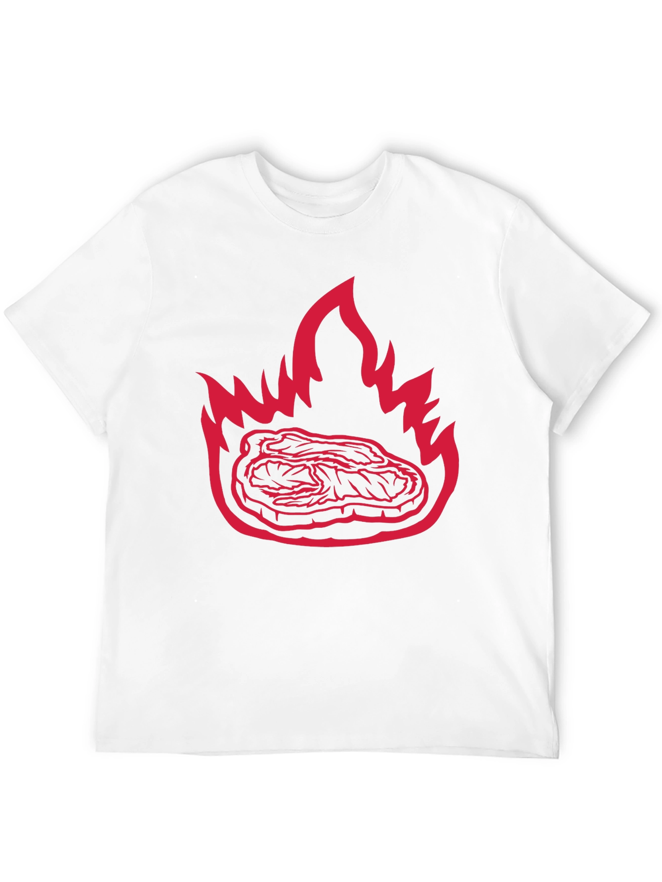 Flaming Steak Graphic Tee - Bold Black T-Shirt
