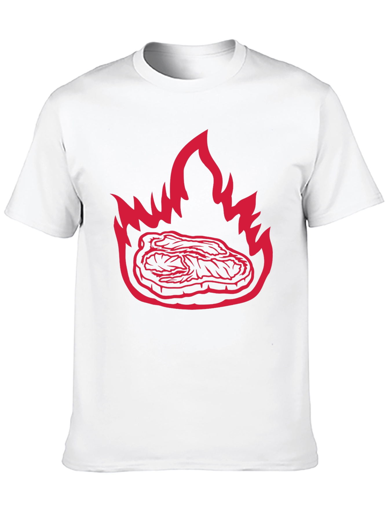 Flaming Steak Graphic Tee - Bold Black T-Shirt
