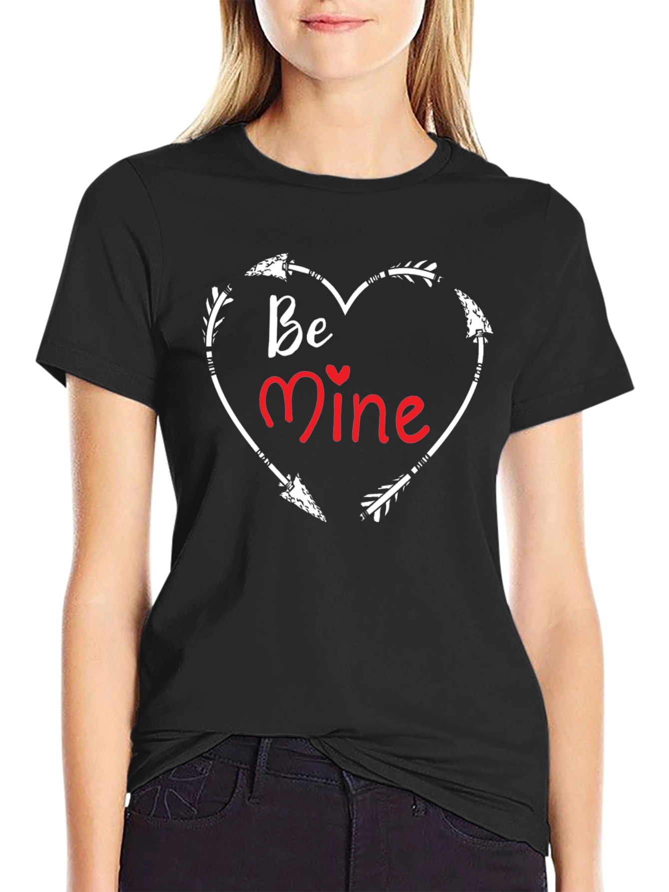 Be Mine Valentines Day Arrow Heart Graphic Tee