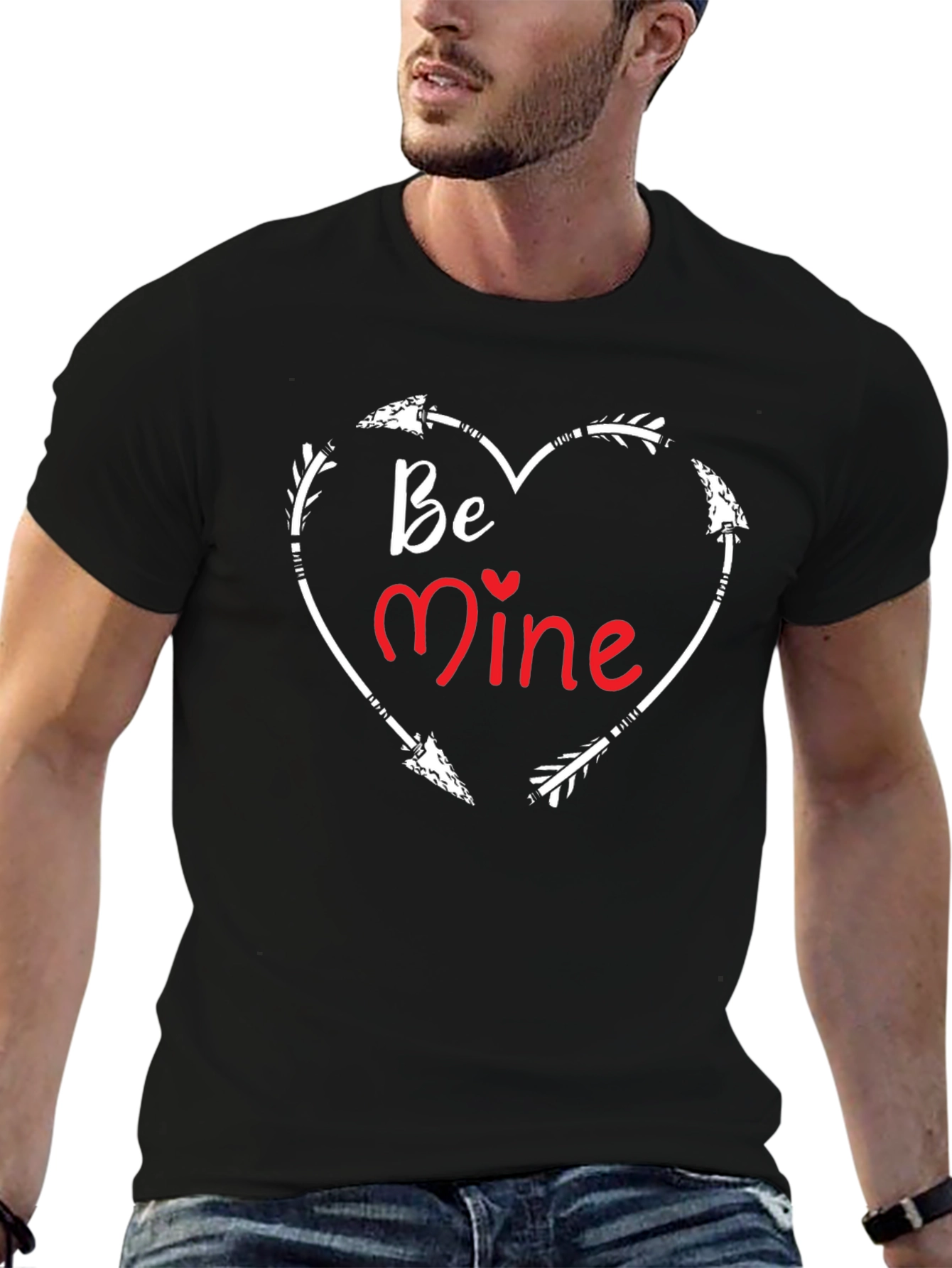 Be Mine Valentines Day Arrow Heart Graphic Tee