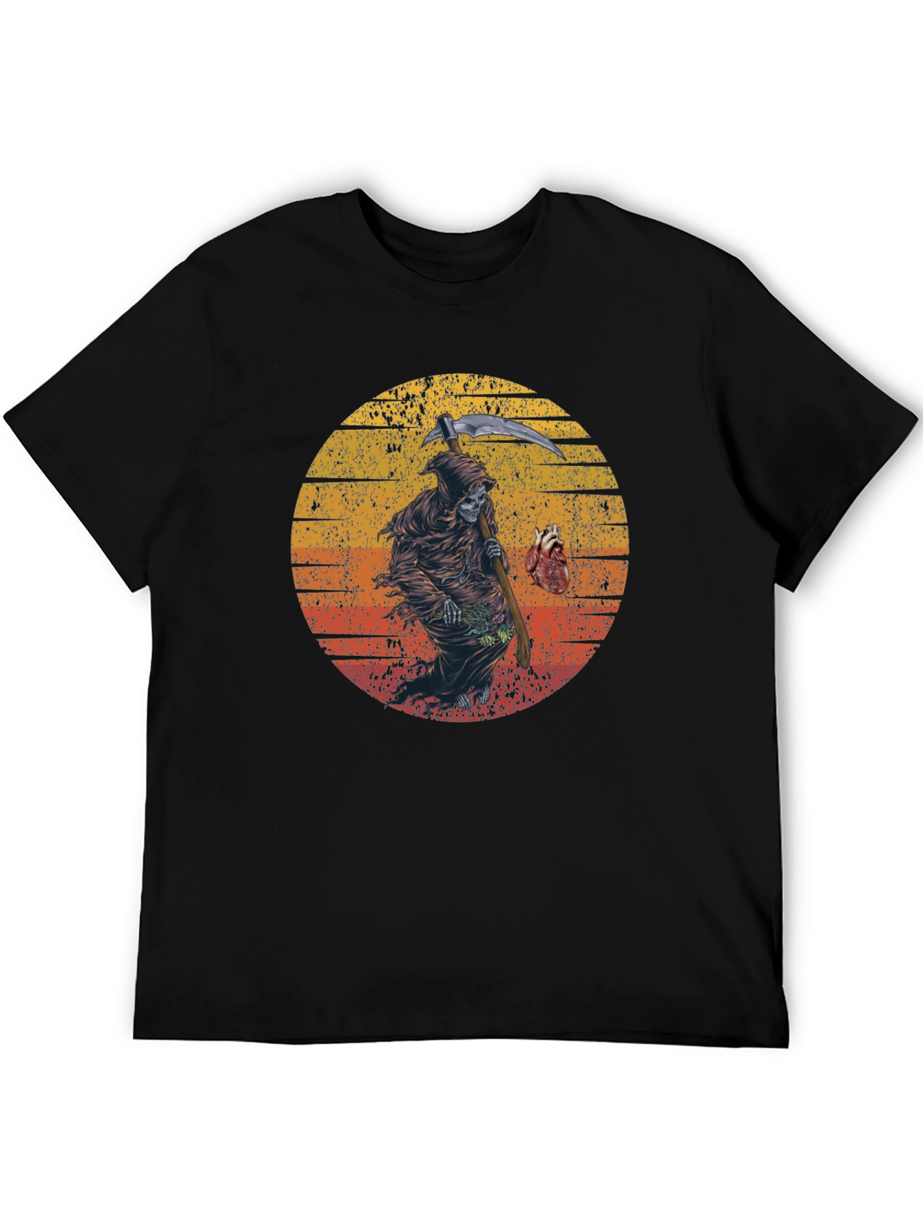Grim Reaper Graphic T-Shirt Skull Heart Design