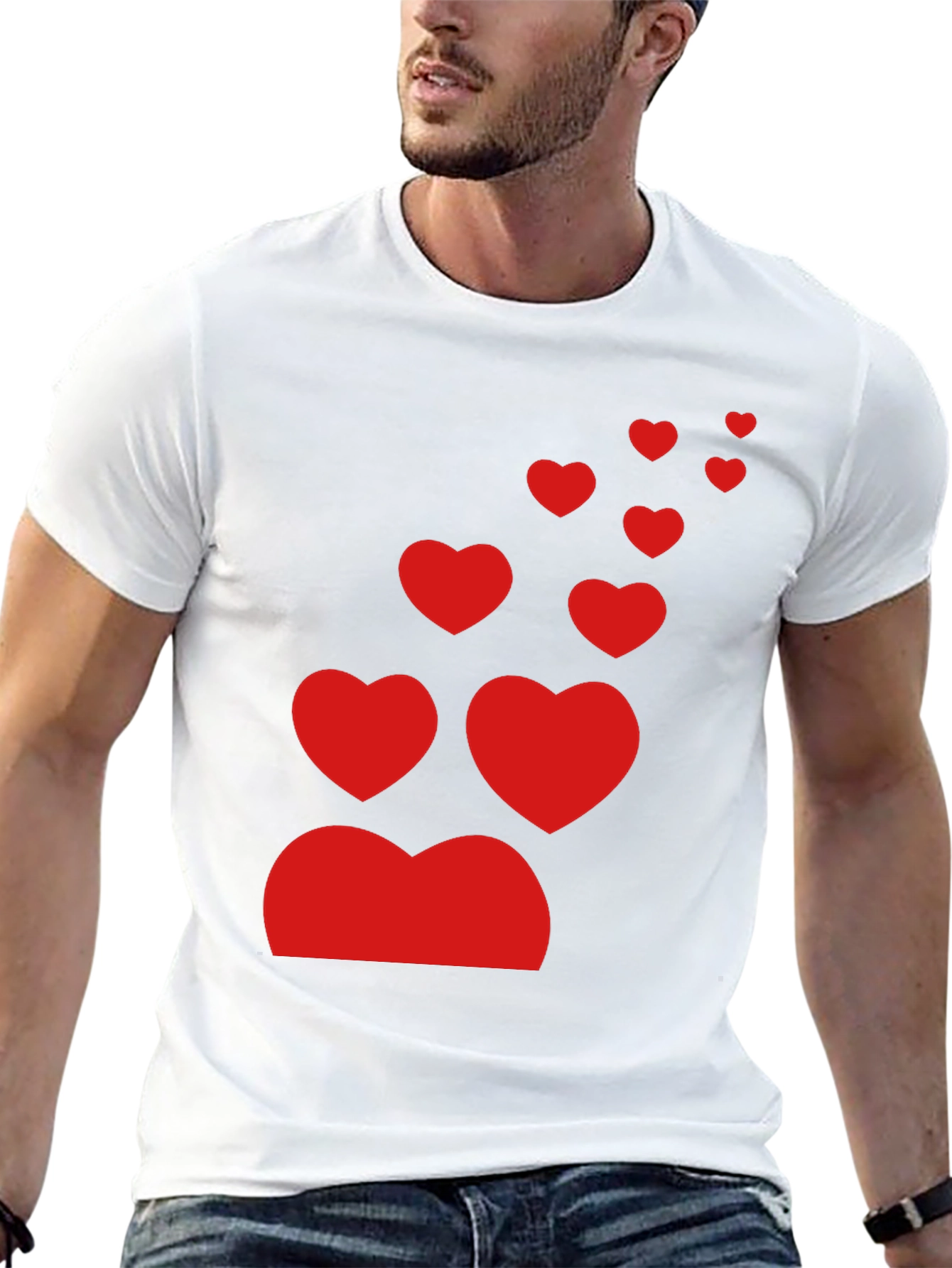 Black T-Shirt with Red Heart Design