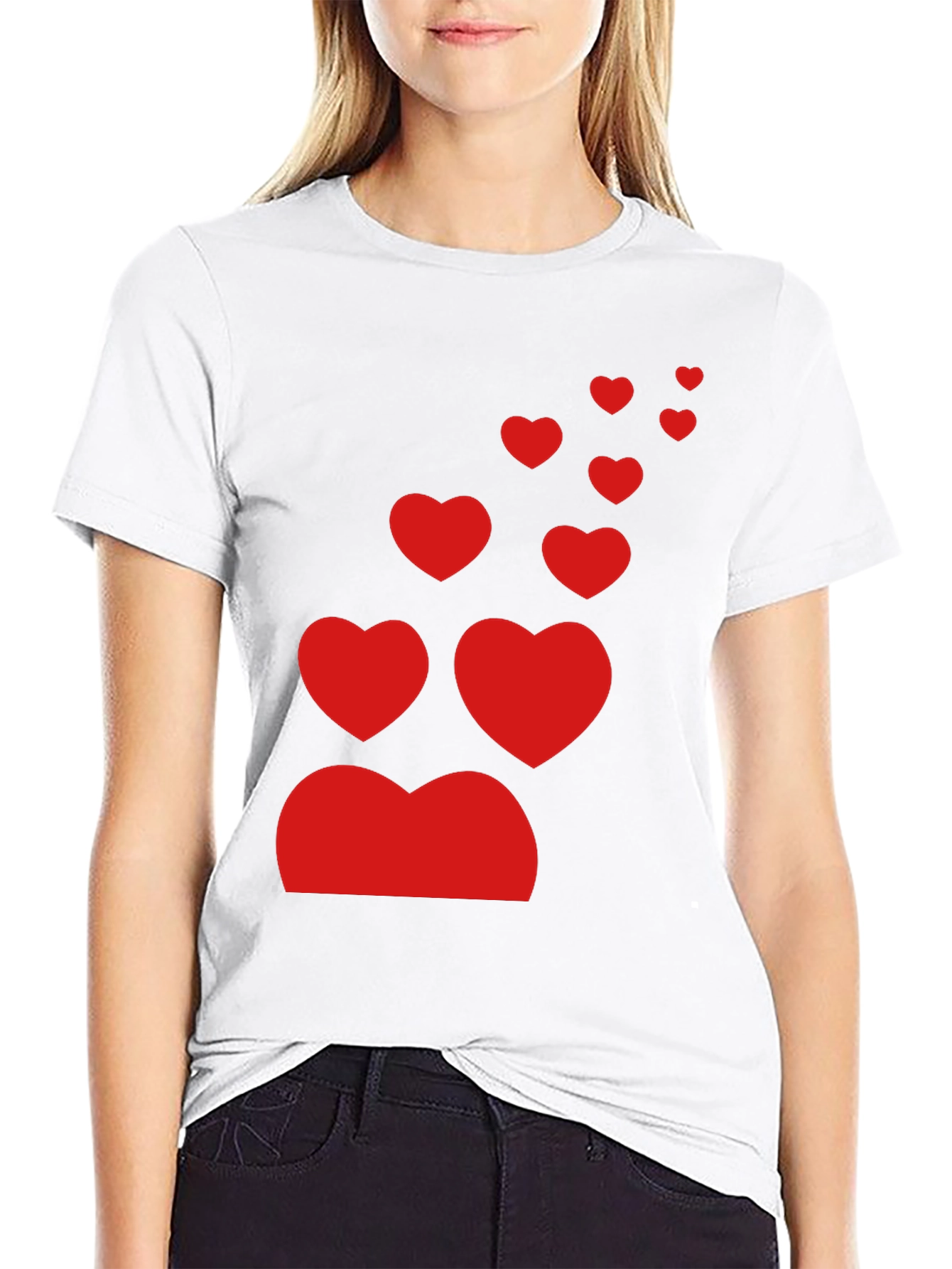 Black T-Shirt with Red Heart Design