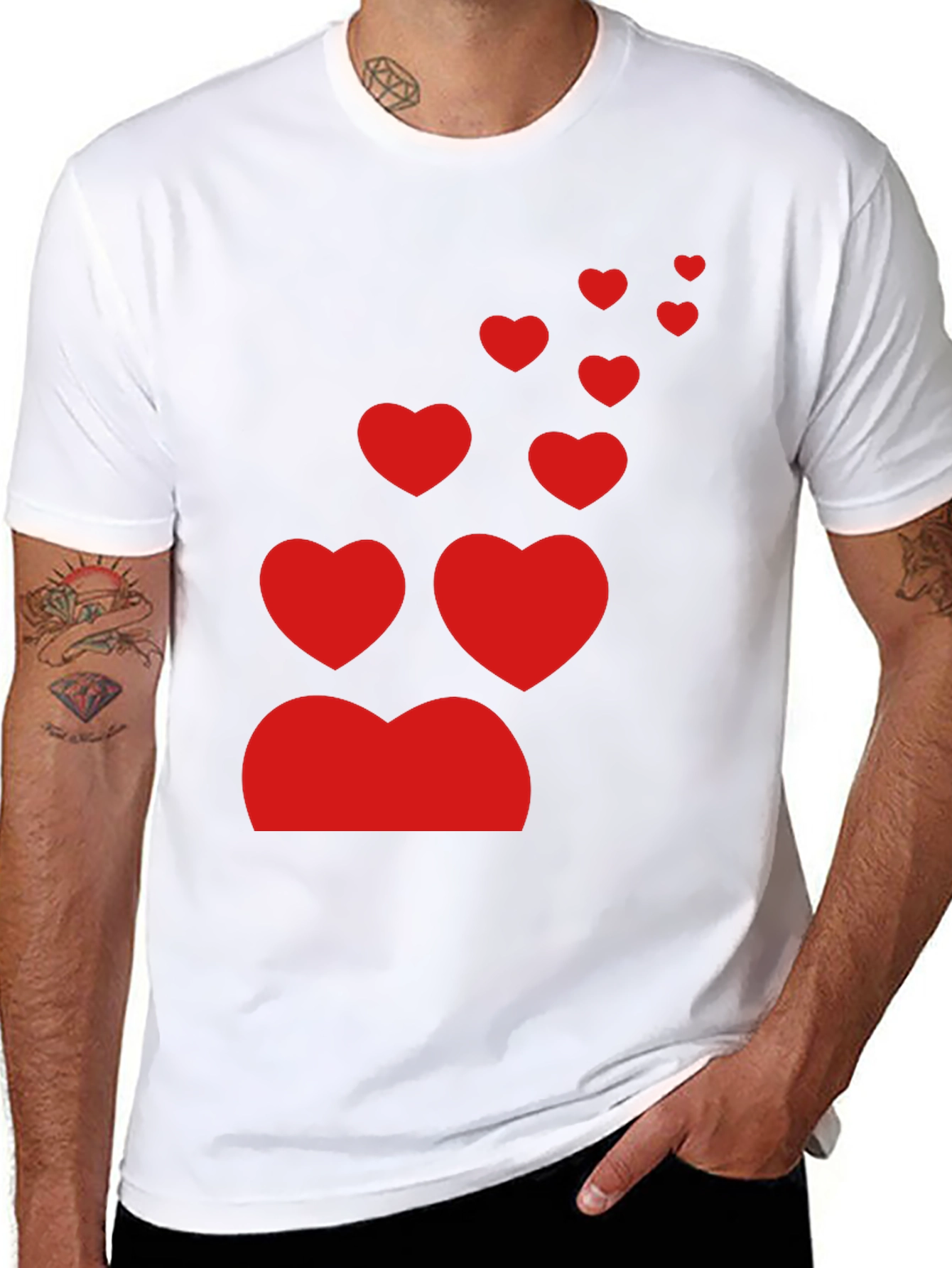 Black T-Shirt with Red Heart Design