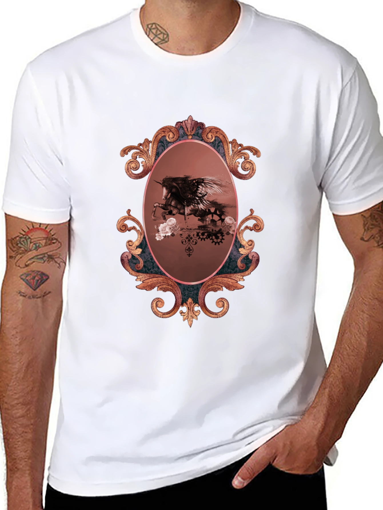 Unicorn Framed Graphic Black T-Shirt