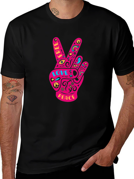 Peace Sign Graphic Tee - Free Love Peace Black T-Shirt