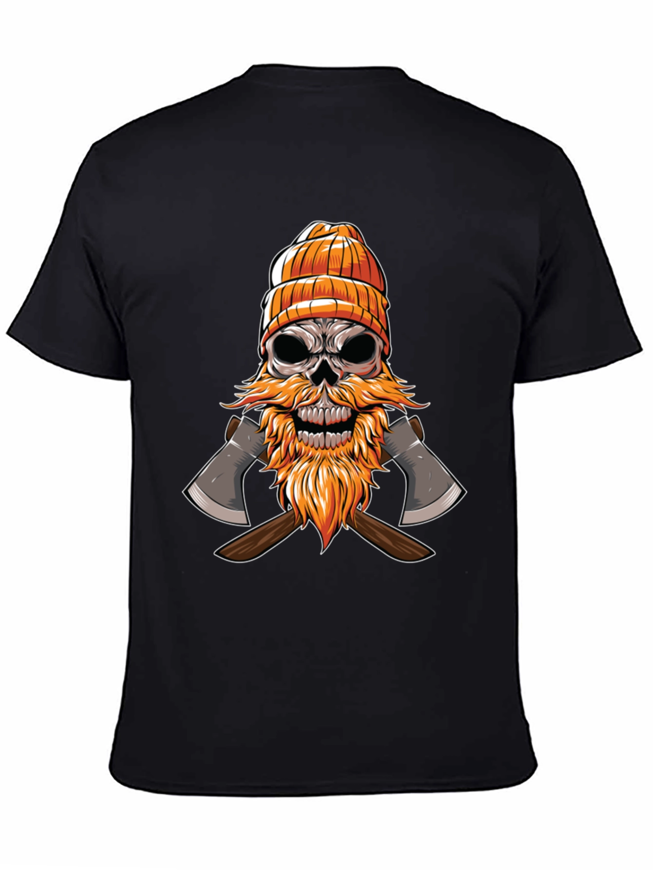 Skull Lumberjack Graphic Tee - Black Cotton Shirt