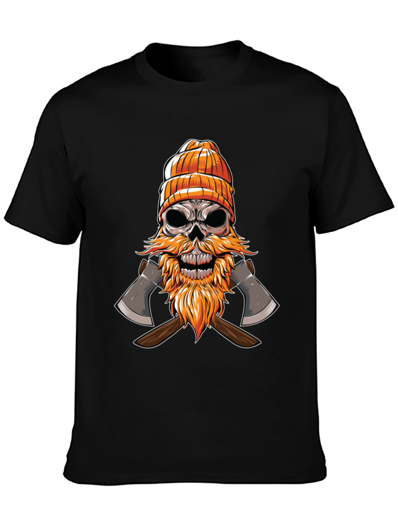 Skull Lumberjack Graphic Tee - Black Cotton Shirt