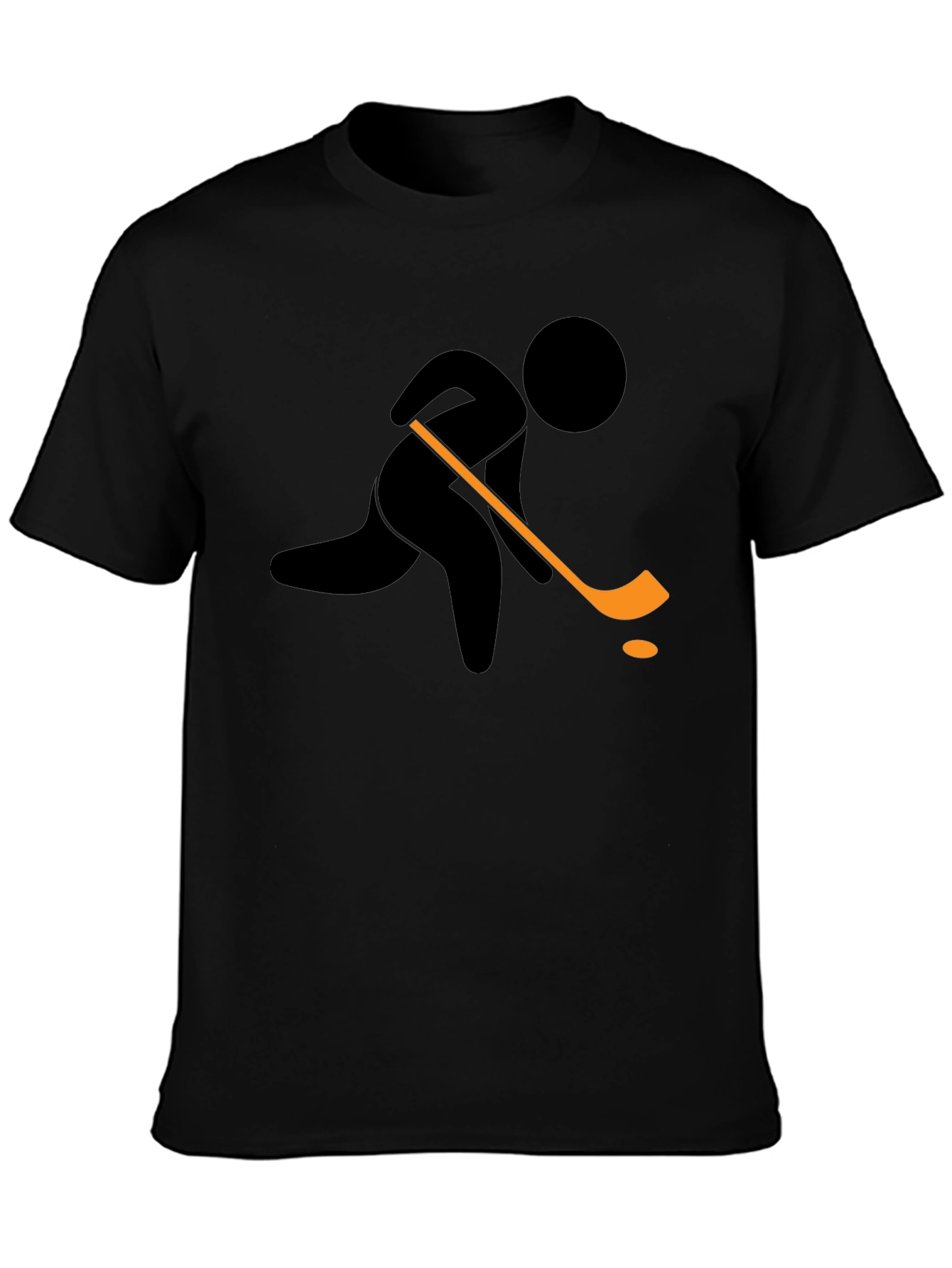 Hockey Player Graphic T-Shirt - Black Cotton Tee