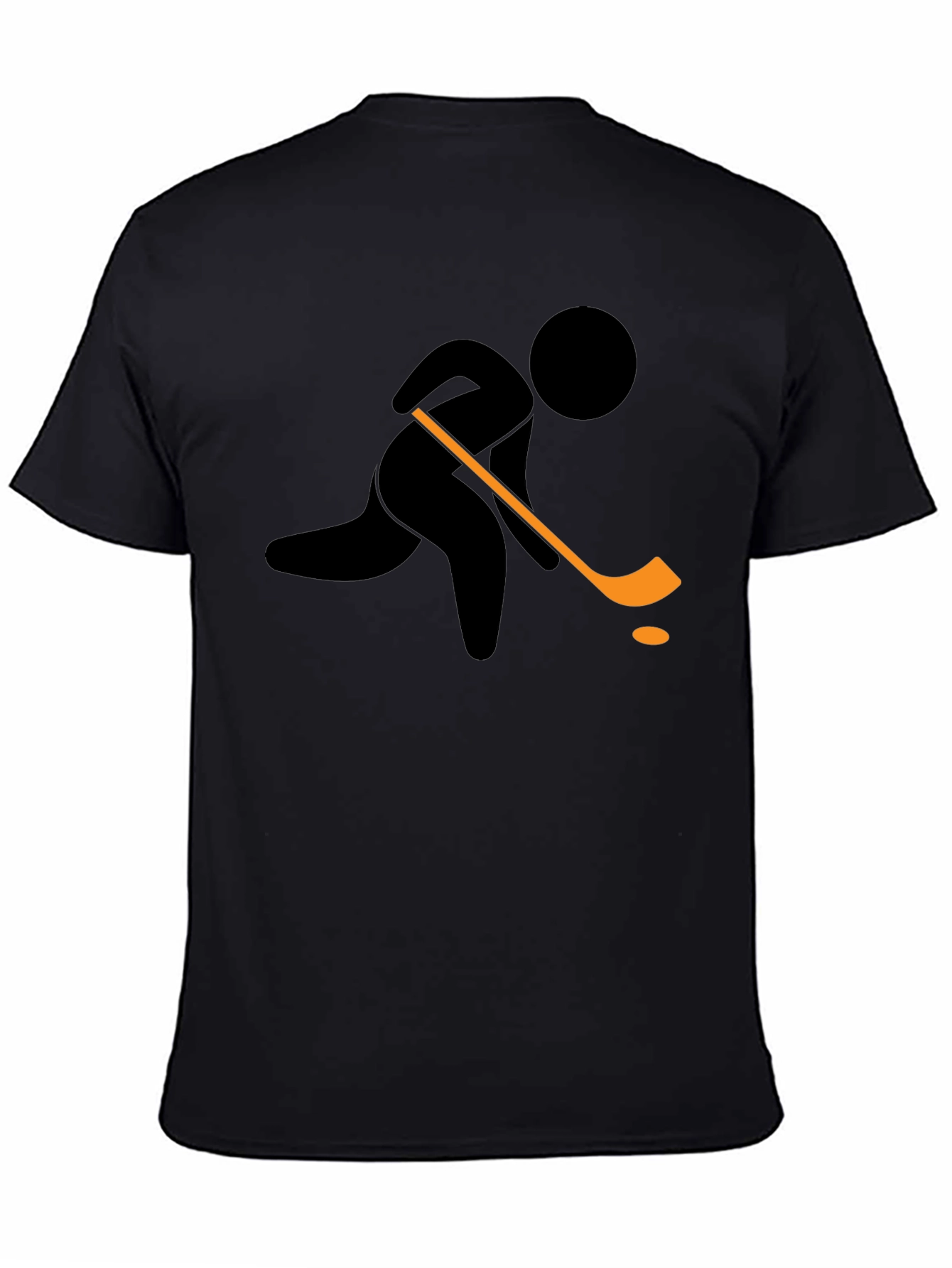 Hockey Player Graphic T-Shirt - Black Cotton Tee