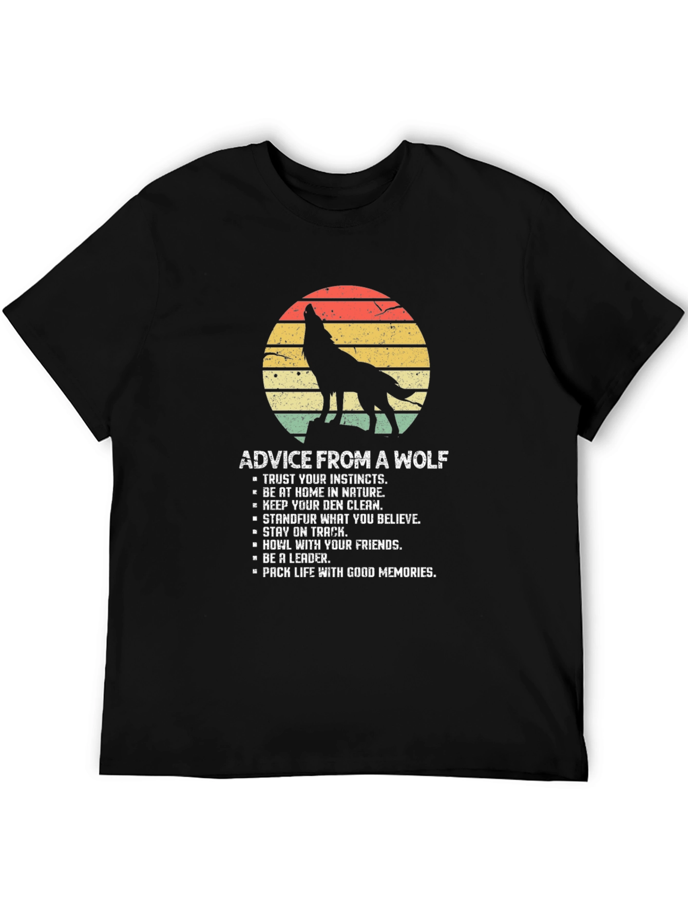 Wolf Advice Graphic Tee - Nature Inspired Black T-Shirt
