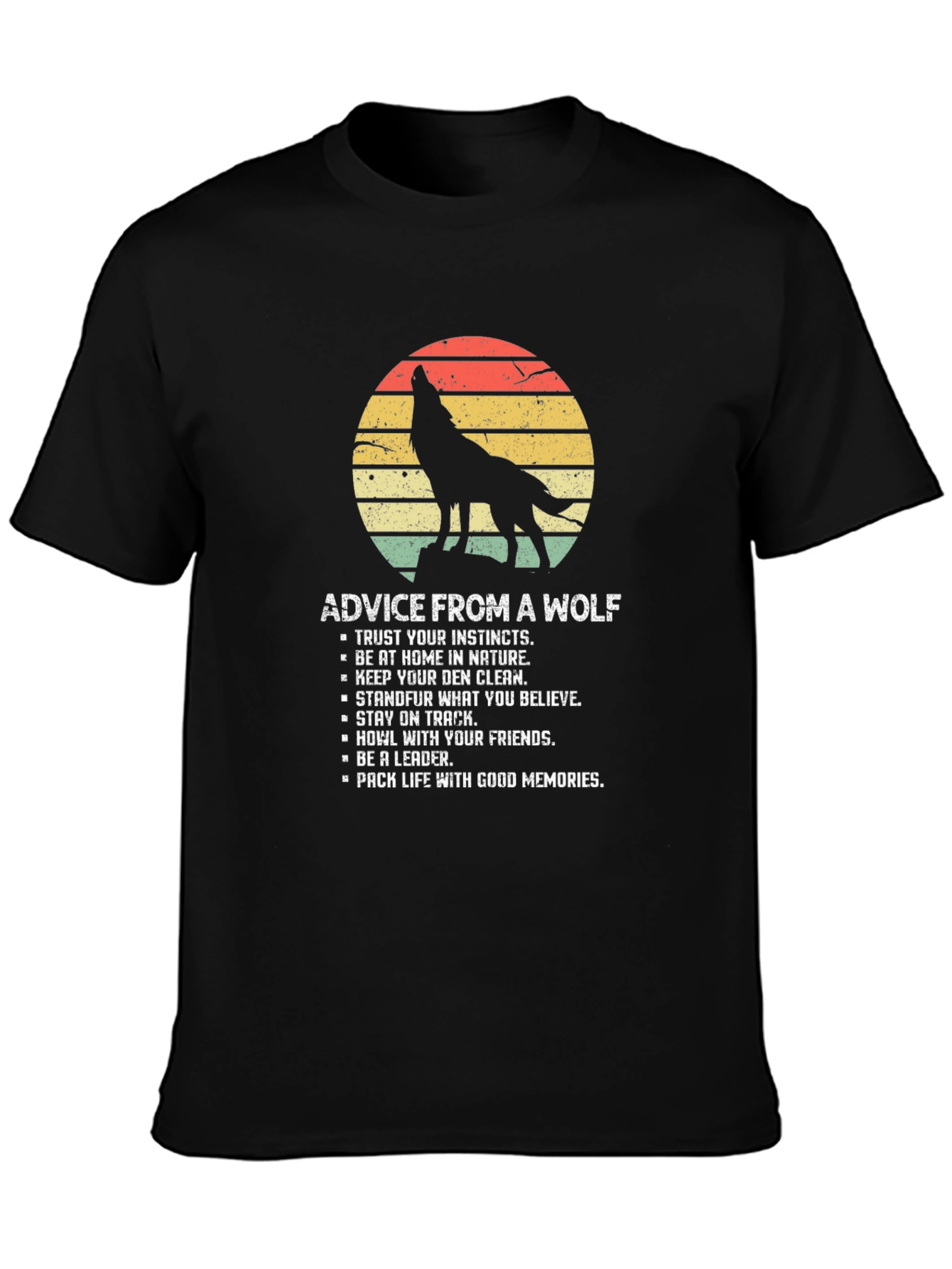 Wolf Advice Graphic Tee - Nature Inspired Black T-Shirt