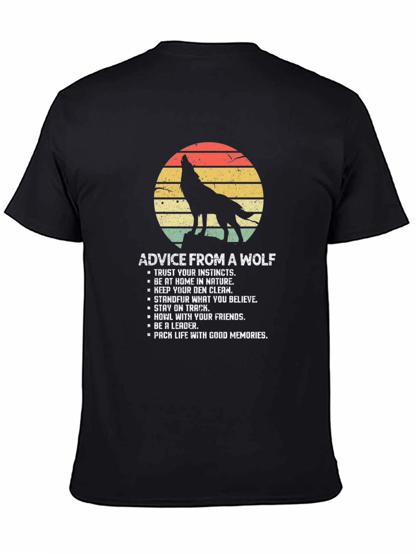 Wolf Advice Graphic Tee - Nature Inspired Black T-Shirt