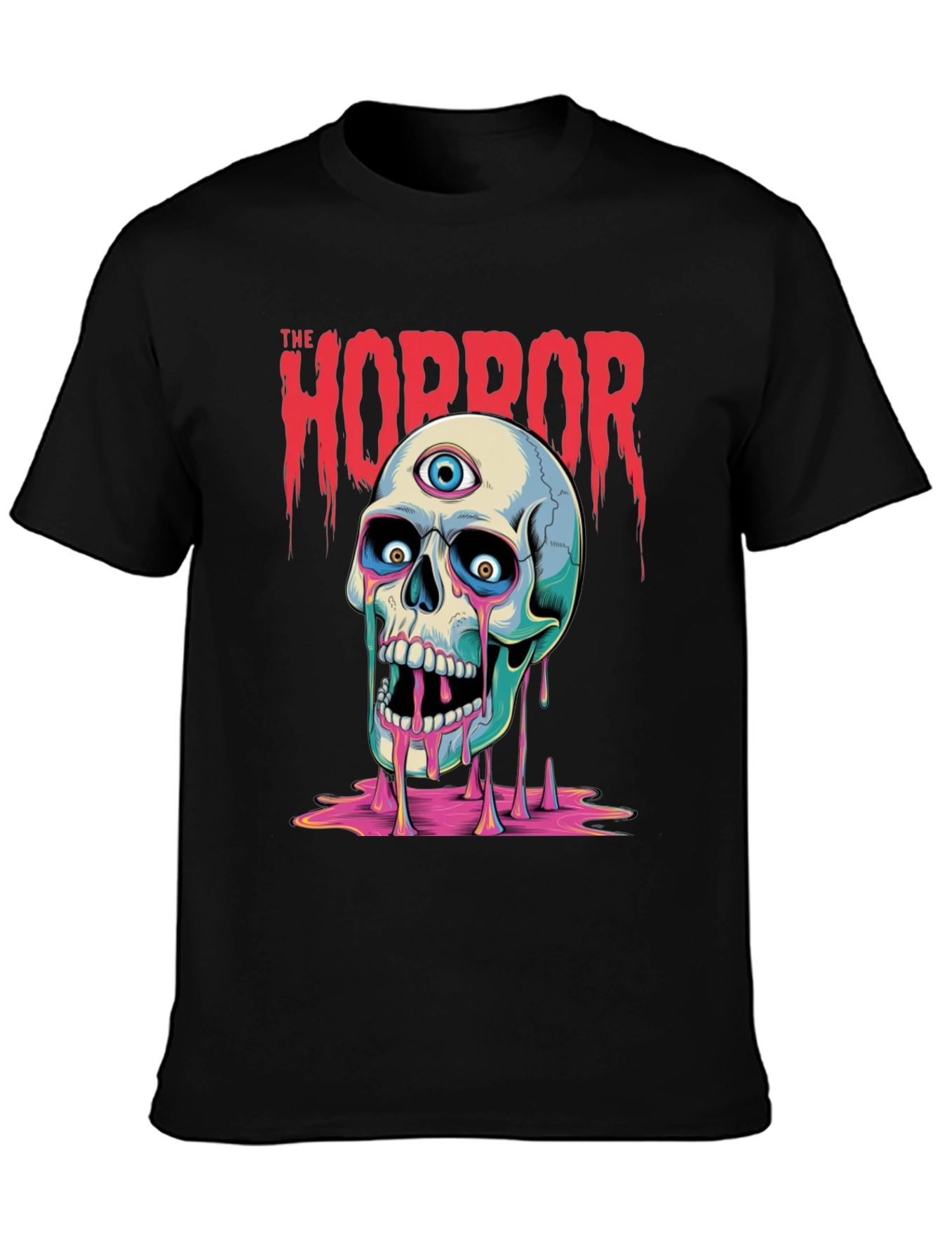 Horror Skull Graphic Print T-Shirt - Mens