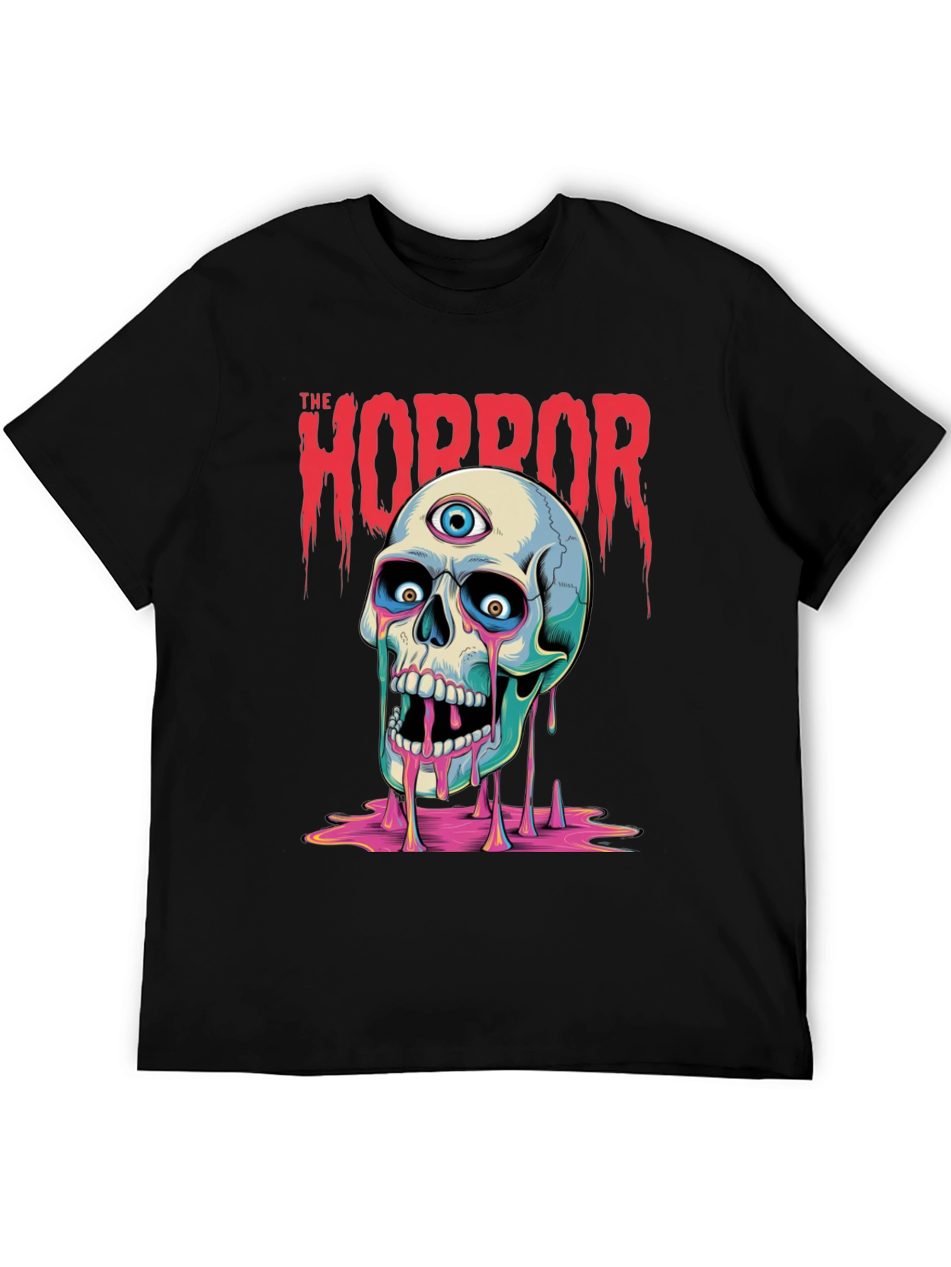 Horror Skull Graphic Print T-Shirt - Mens