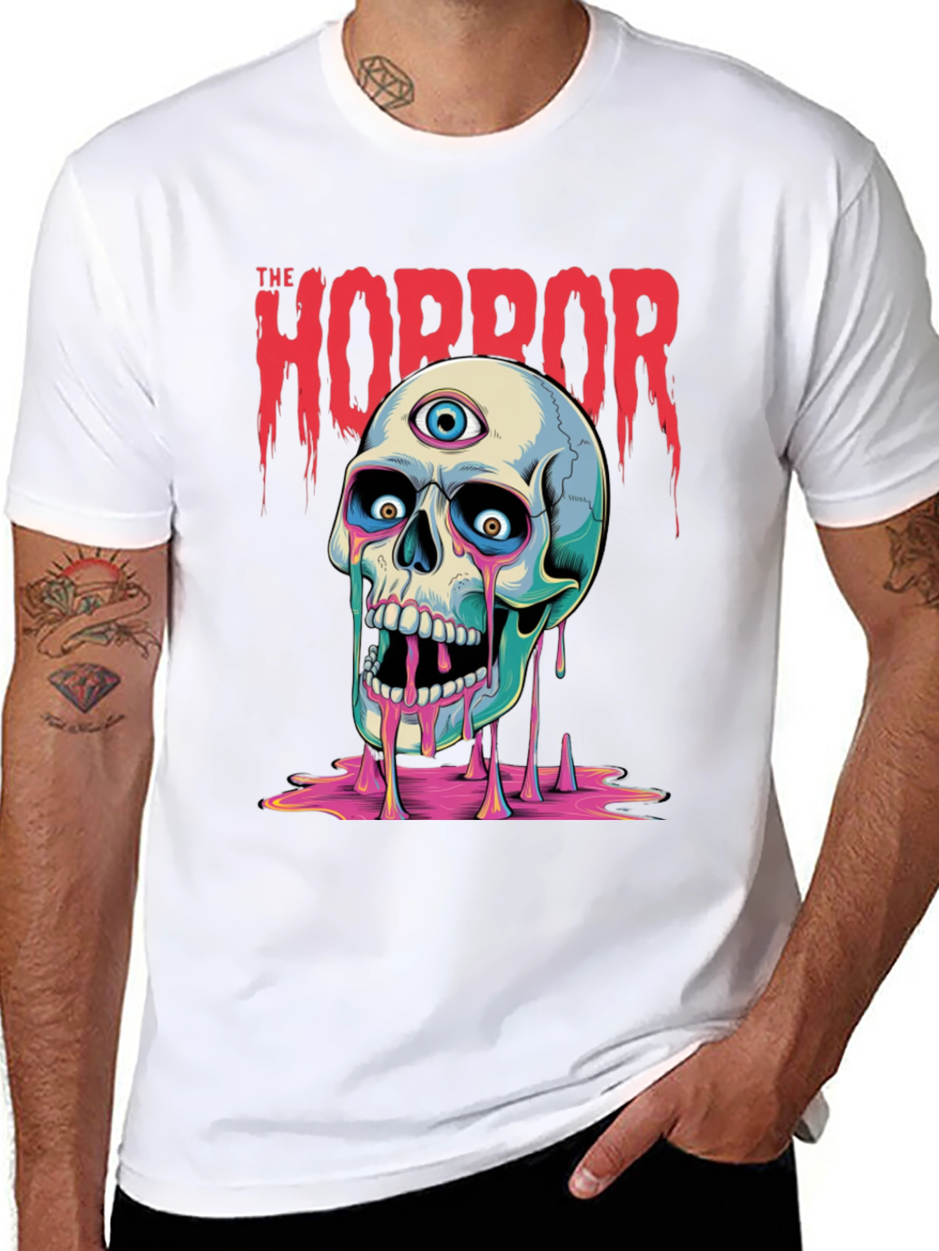 Horror Skull Graphic Print T-Shirt - Mens