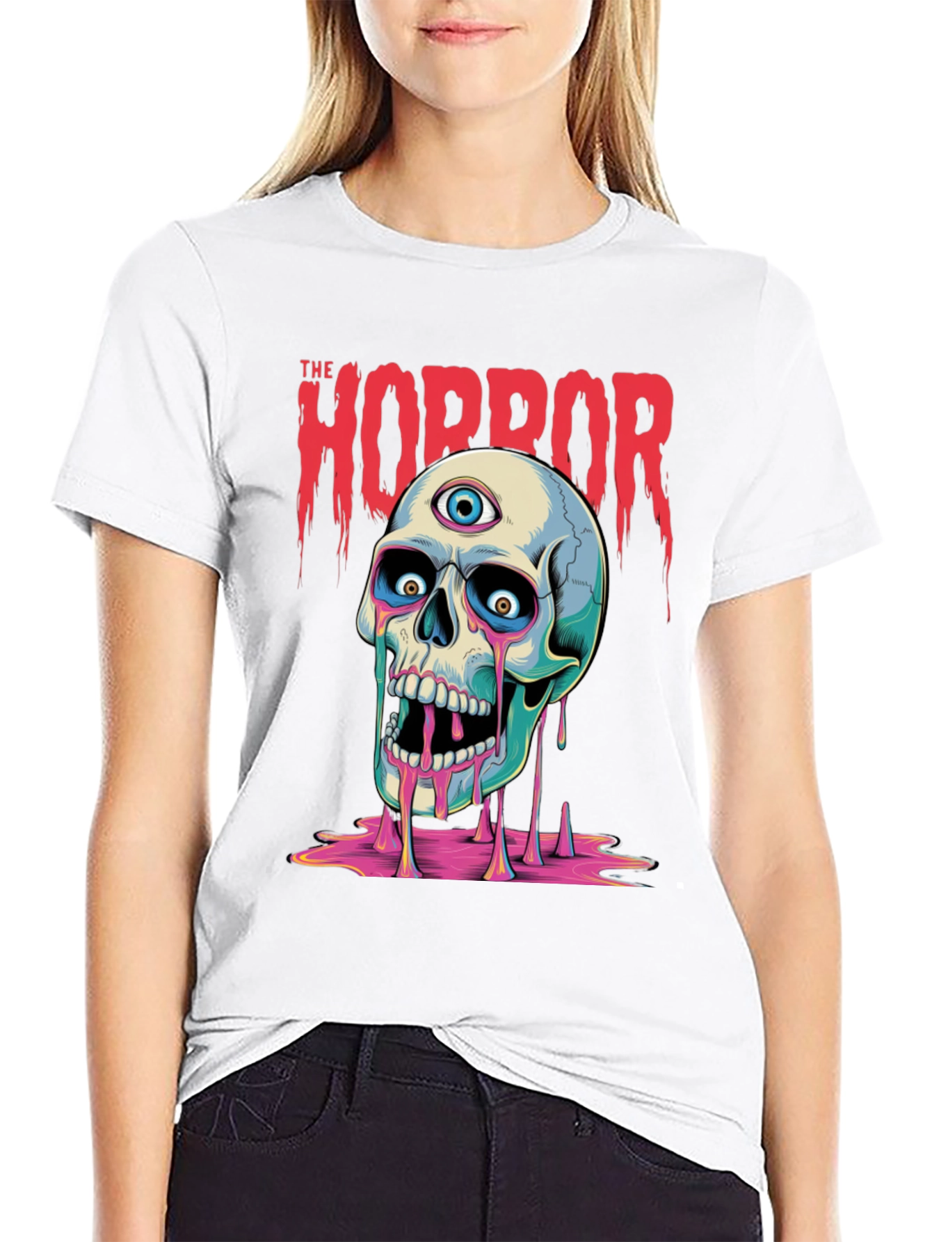 Horror Skull Graphic Print T-Shirt - Mens