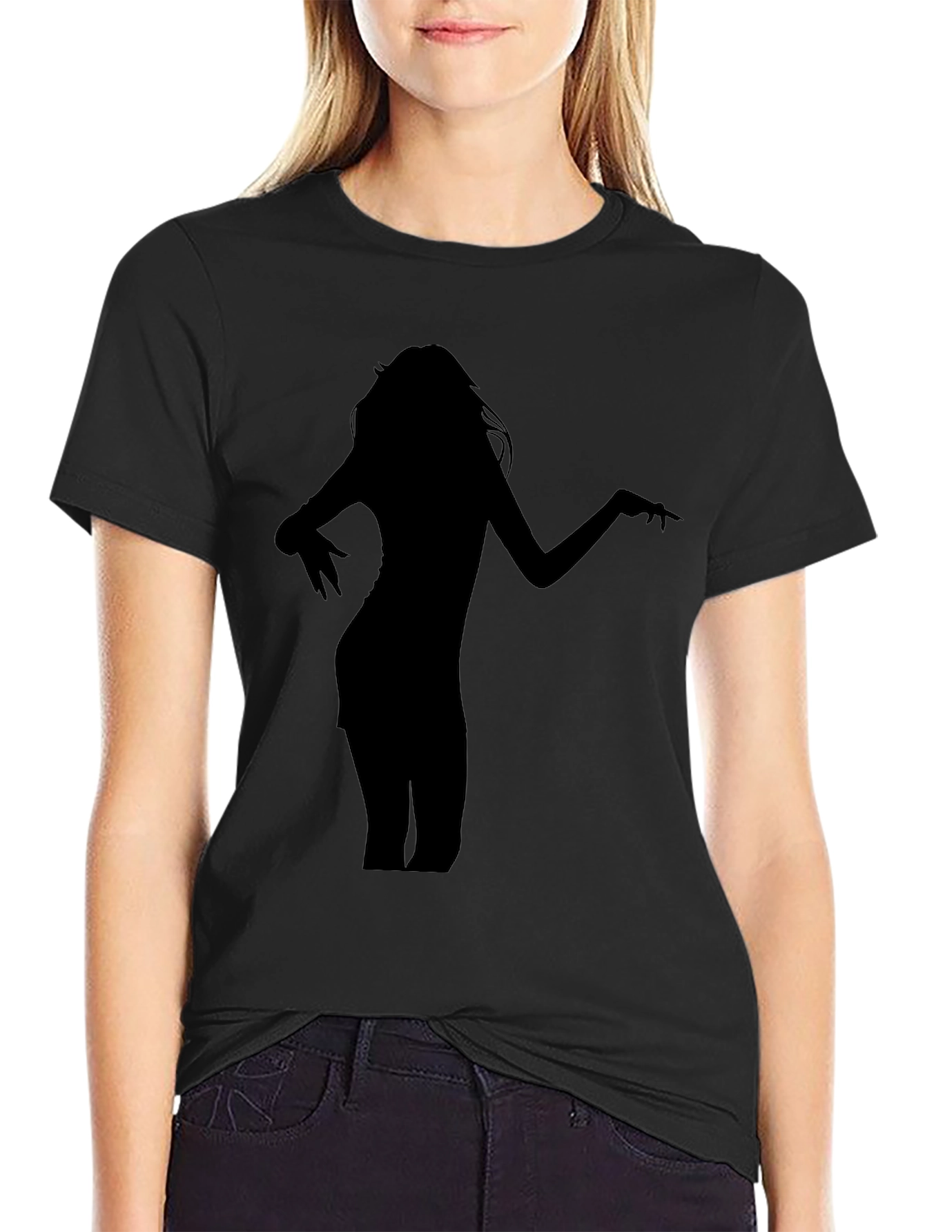 Silhouette Woman Graphic Tee - Stylish Black T-Shirt