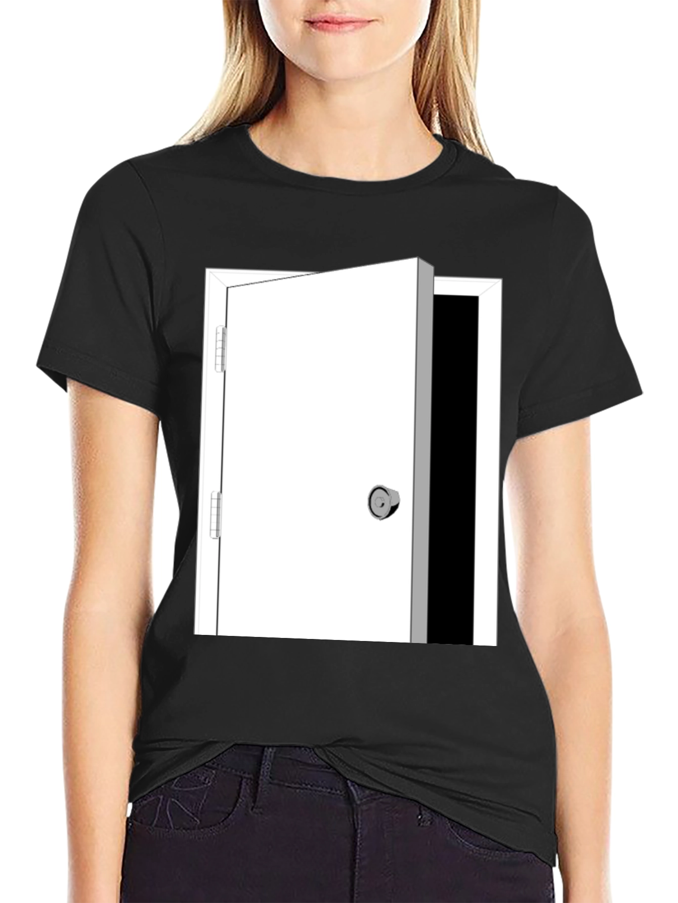 Open Door Graphic Tee - Black Cotton Blend