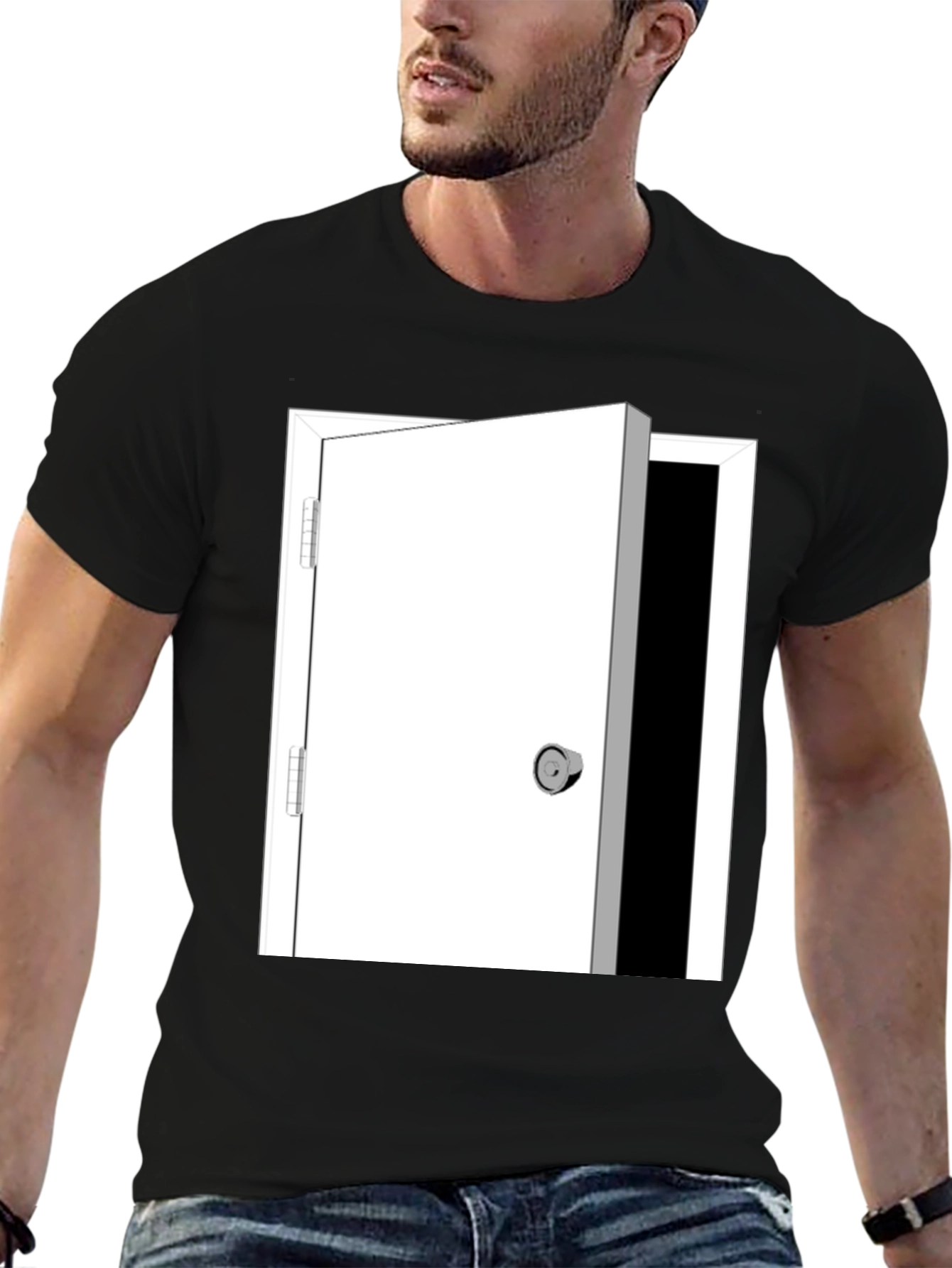 Open Door Graphic Tee - Black Cotton Blend