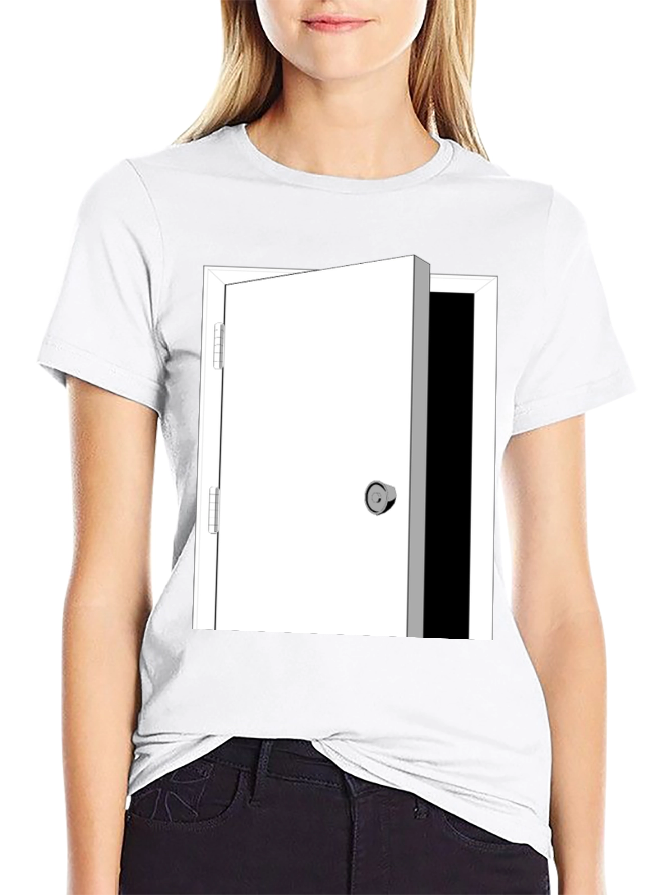 Open Door Graphic Tee - Black Cotton Blend