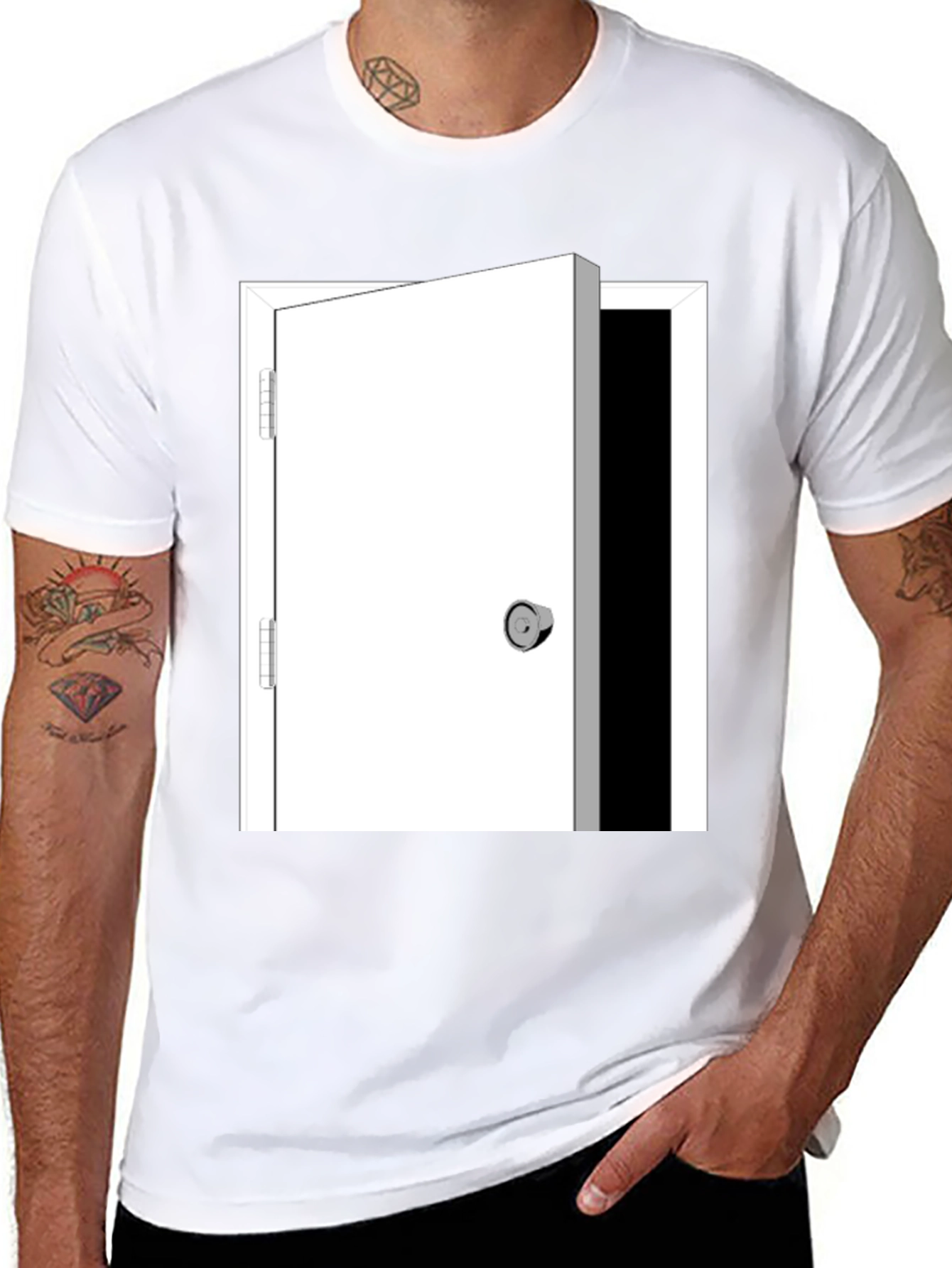 Open Door Graphic Tee - Black Cotton Blend