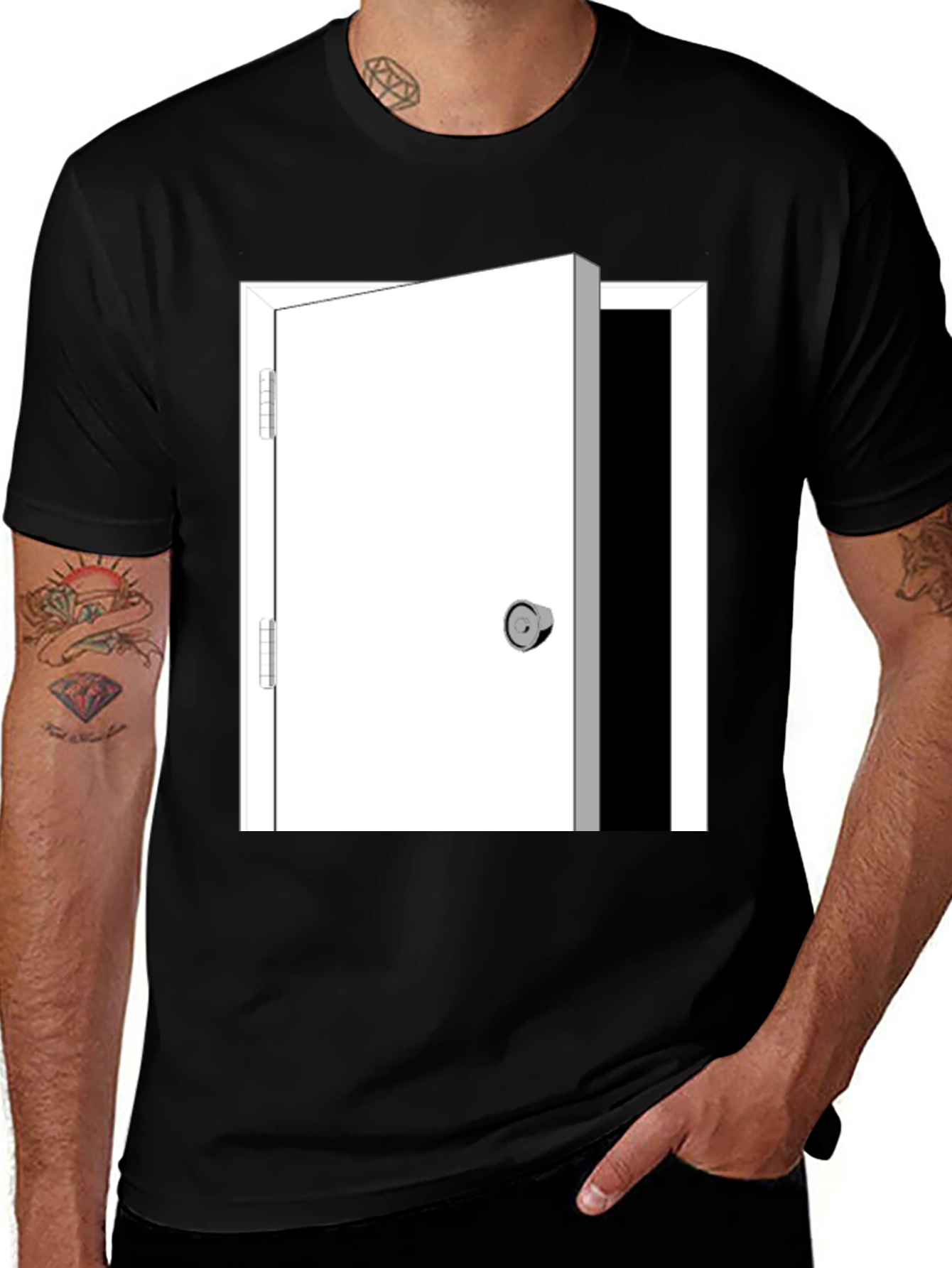 Open Door Graphic Tee - Black Cotton Blend