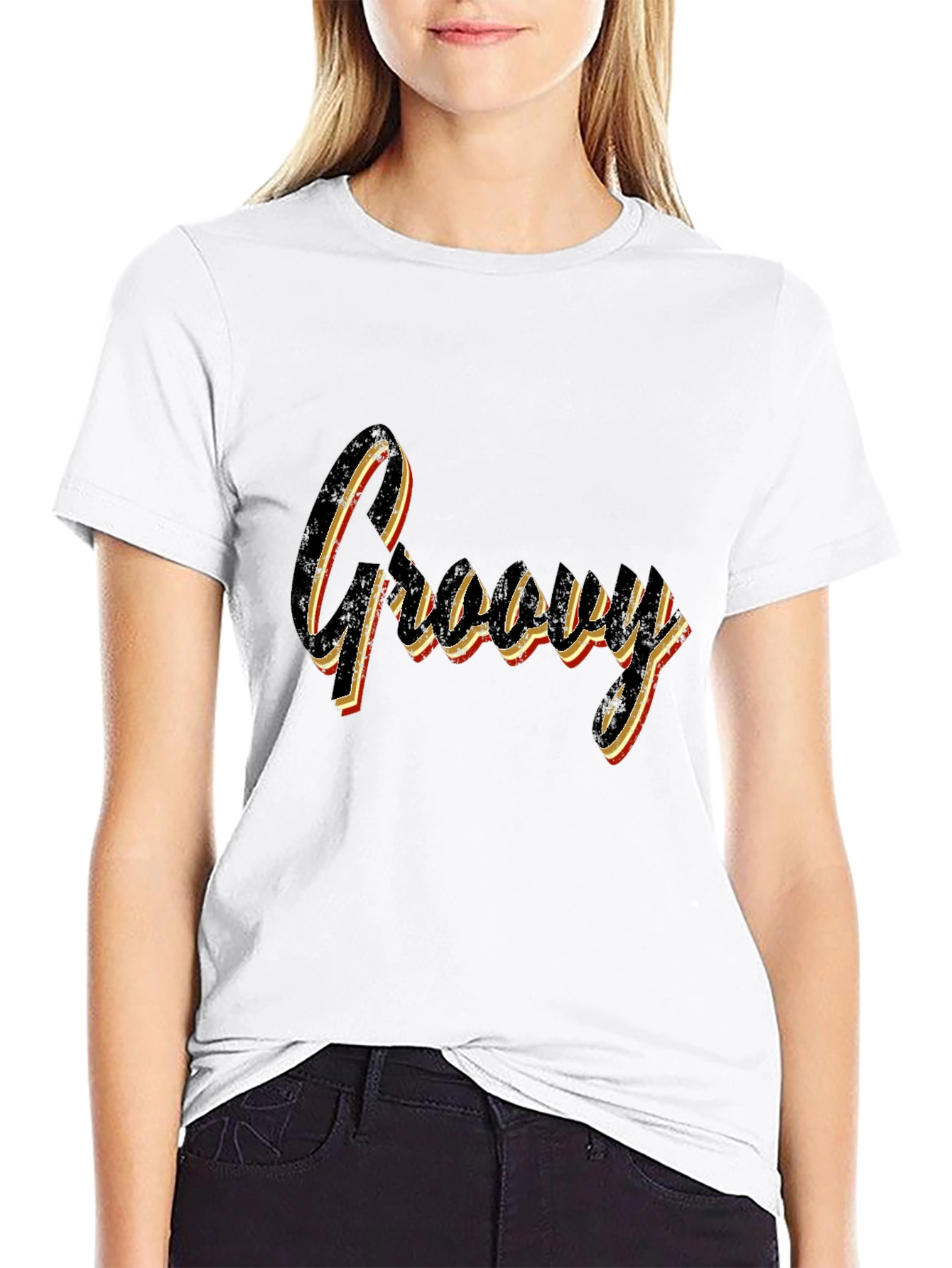 Retro Groovy Graphic Tee - Black