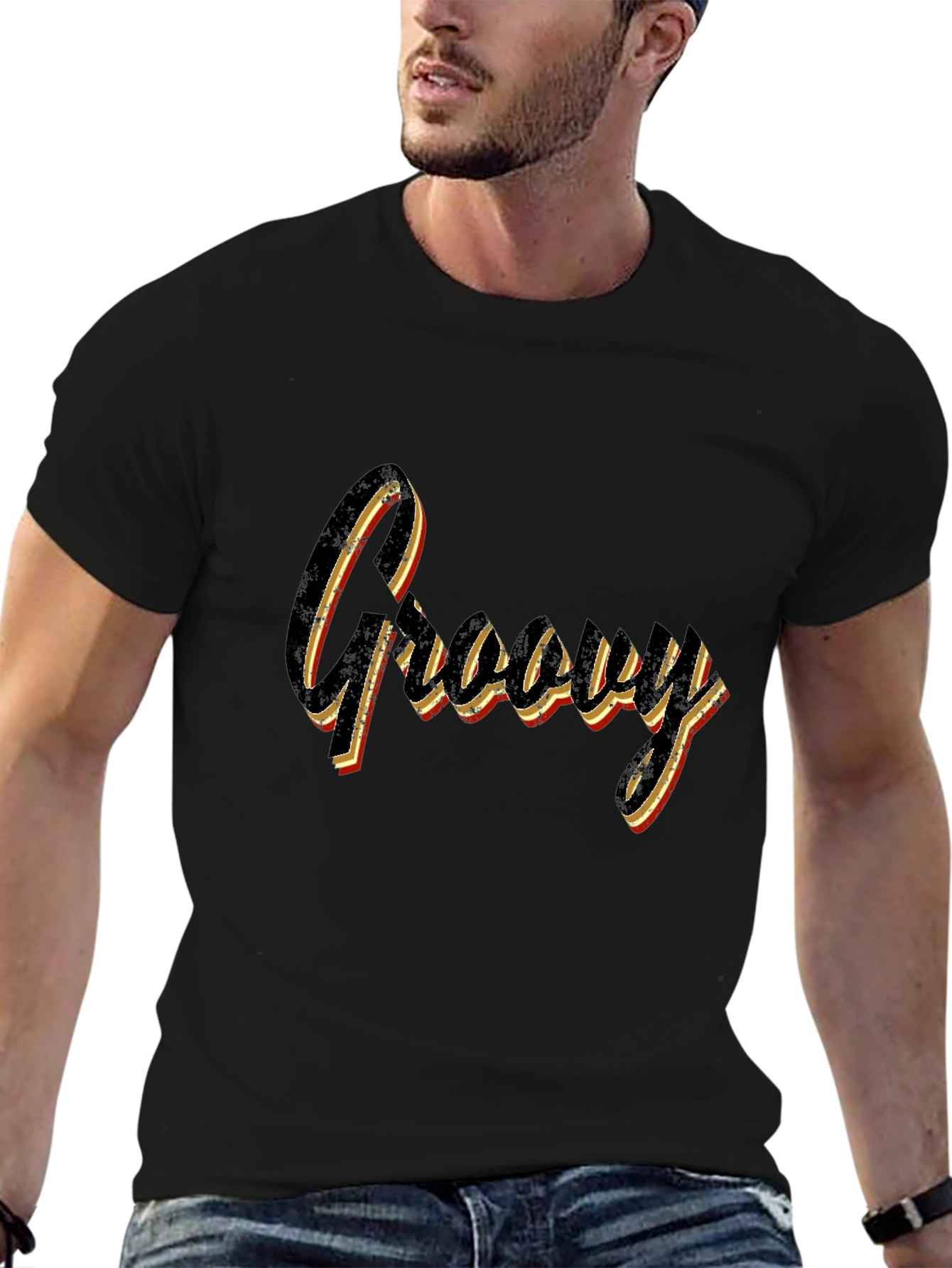 Retro Groovy Graphic Tee - Black