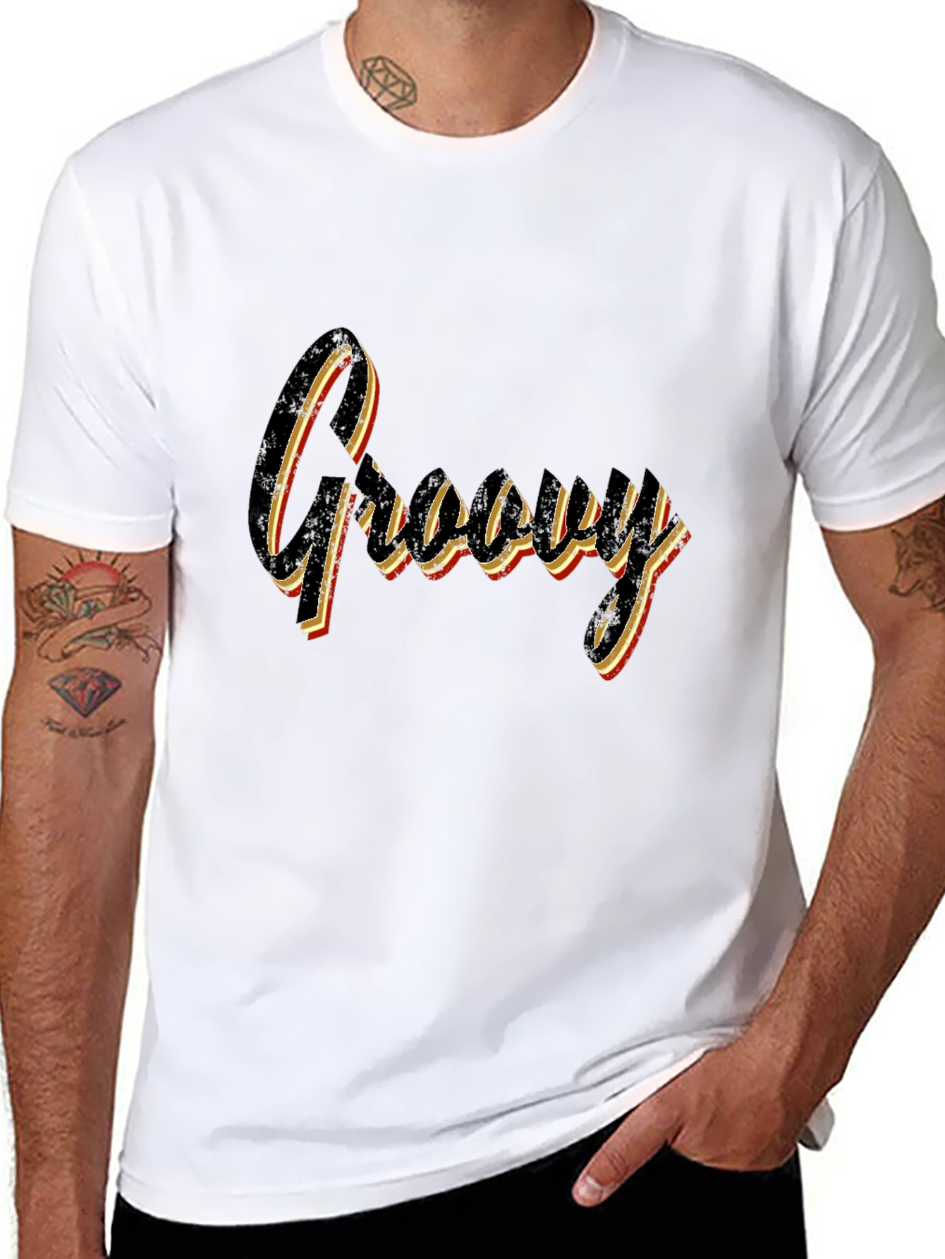 Retro Groovy Graphic Tee - Black