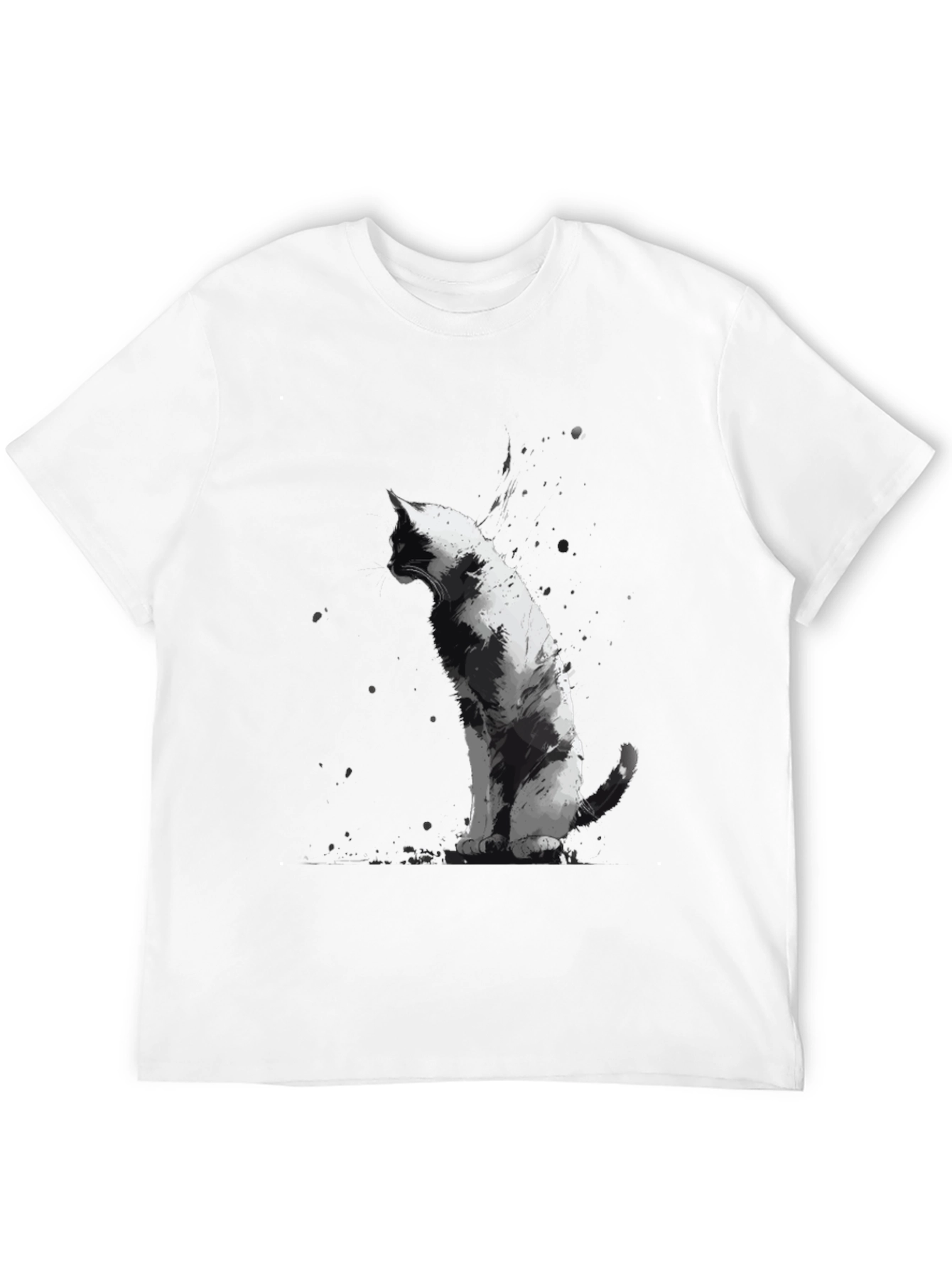 Cat Art Black T-Shirt - Unique Animal Graphic Tee