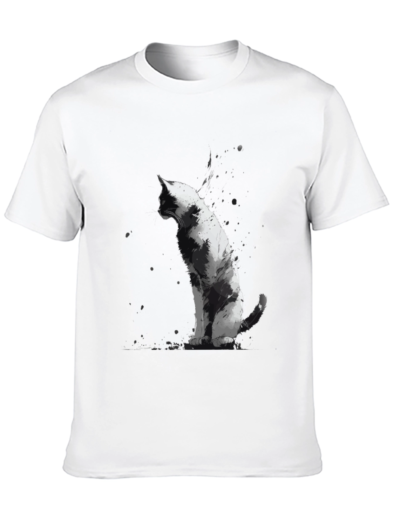 Cat Art Black T-Shirt - Unique Animal Graphic Tee