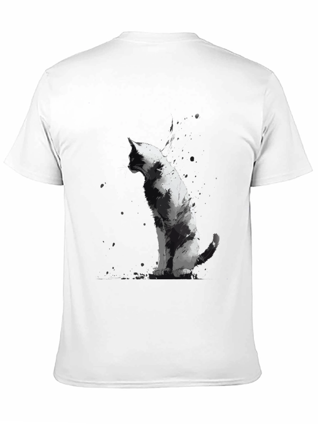 Cat Art Black T-Shirt - Unique Animal Graphic Tee