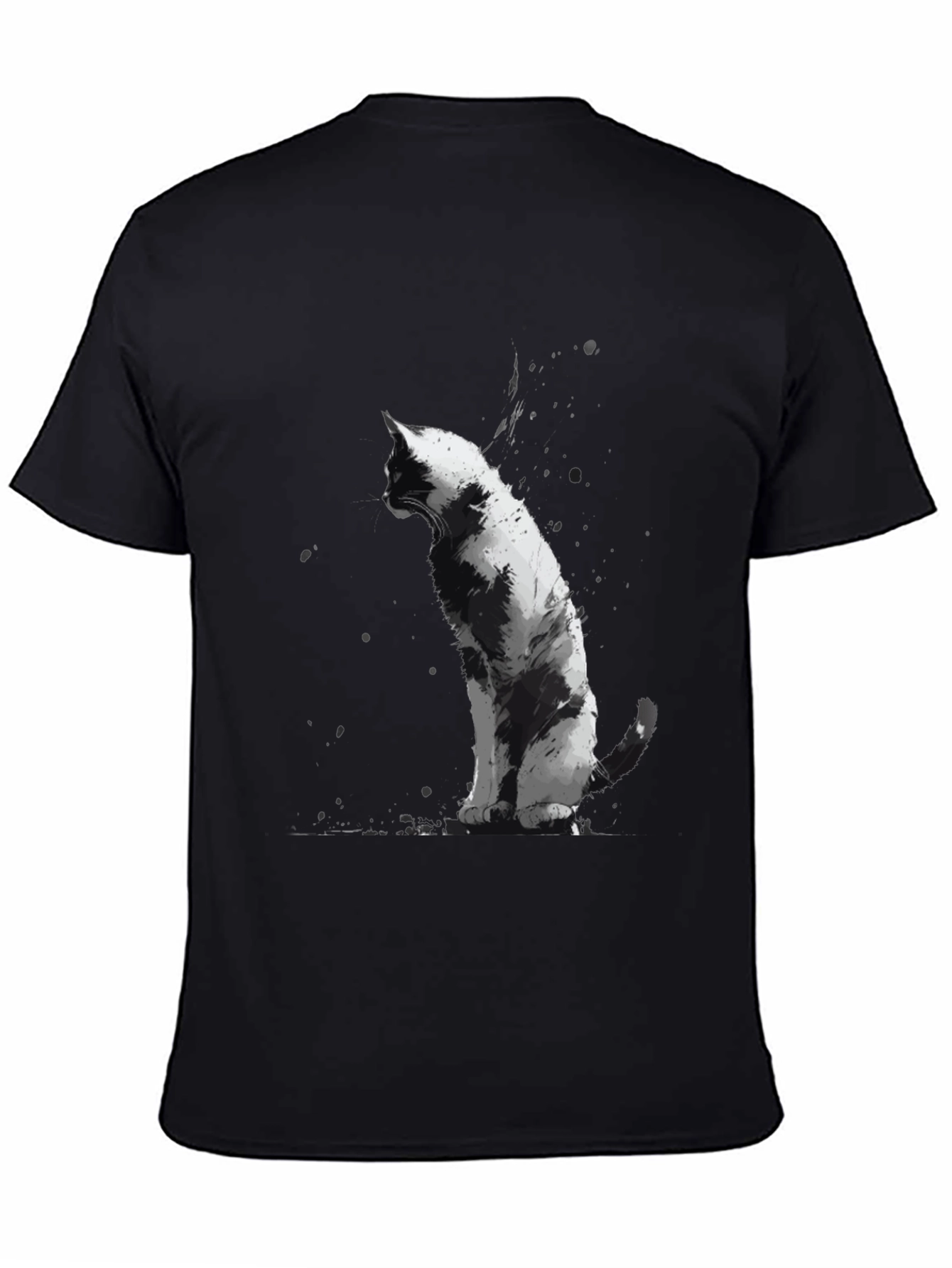 Cat Art Black T-Shirt - Unique Animal Graphic Tee