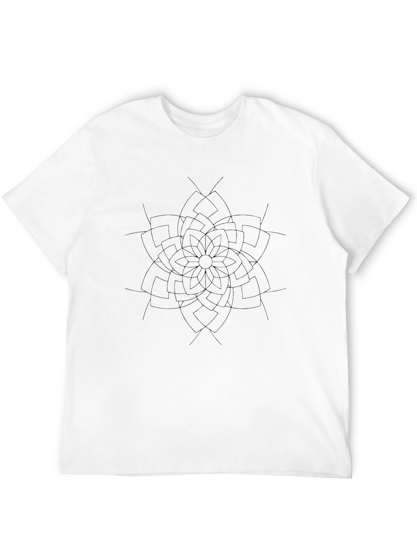 Modern Geometric Flower Black T-Shirt