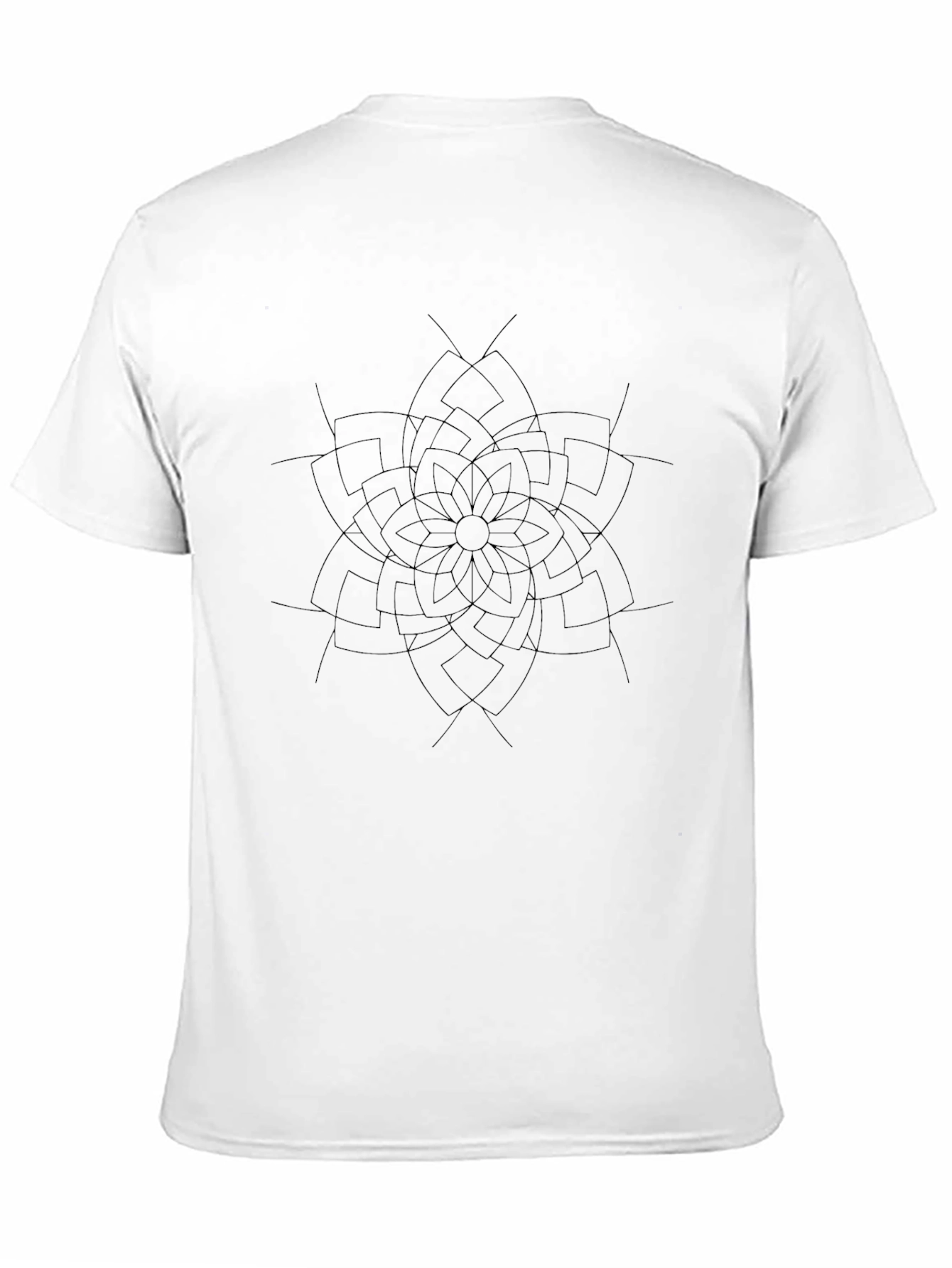 Modern Geometric Flower Black T-Shirt