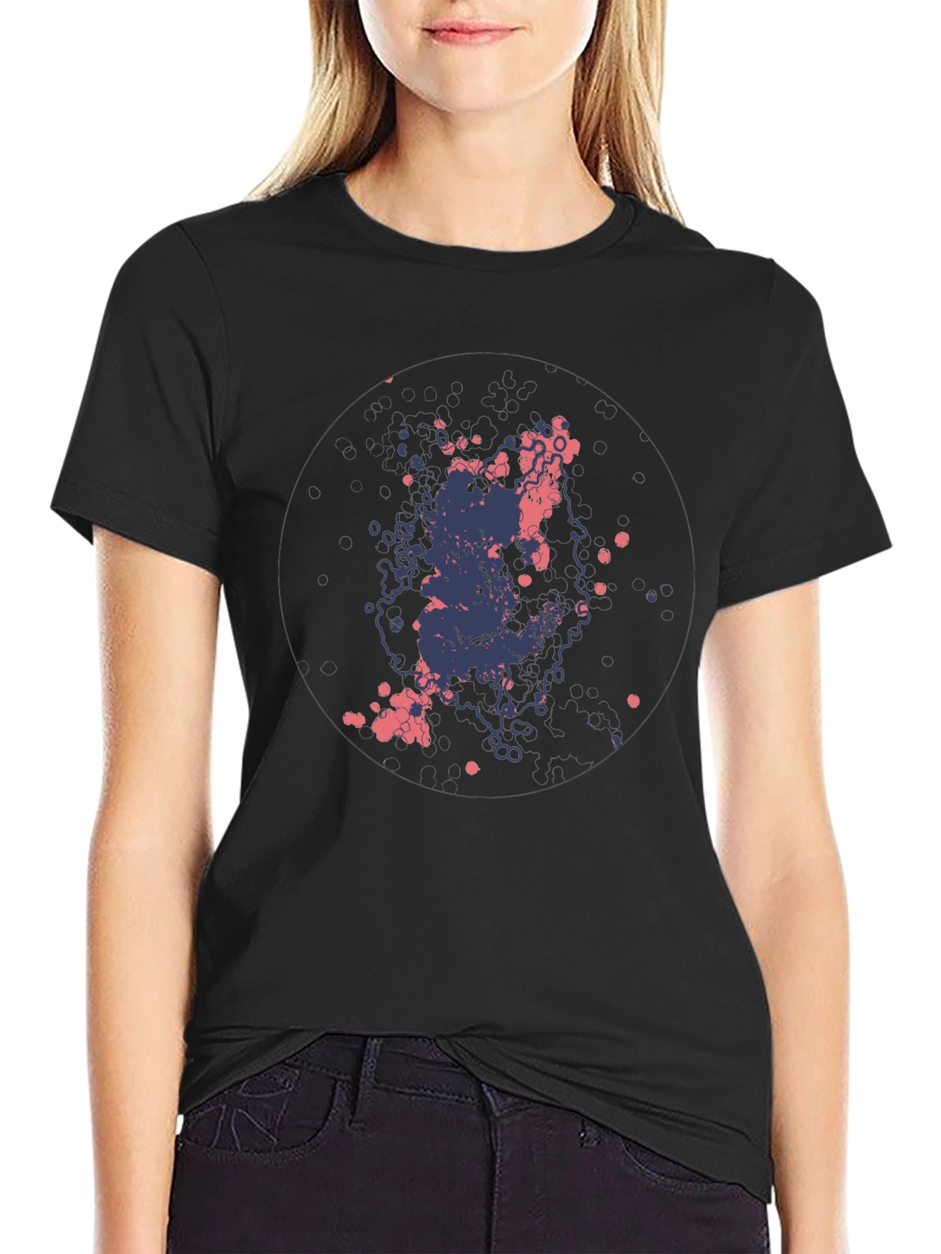 Abstract Ink Splatter Black T-Shirt