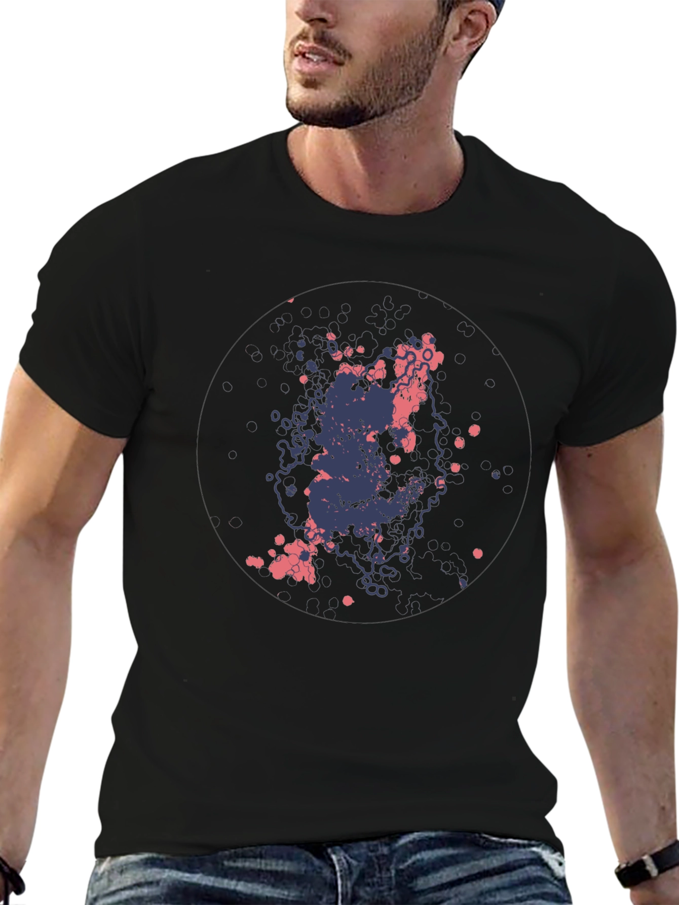 Abstract Ink Splatter Black T-Shirt