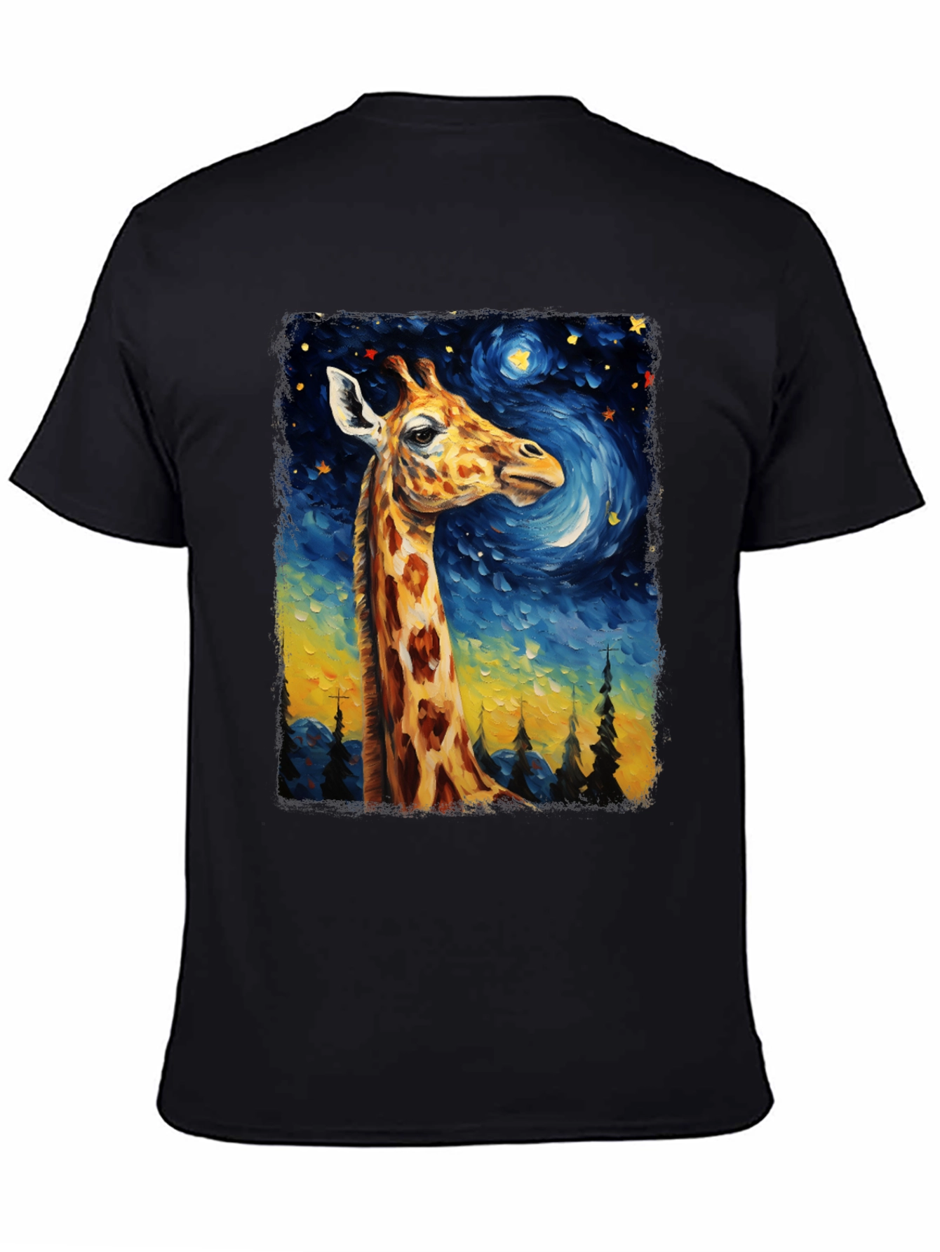 Giraffe Starry Night Art T-Shirt