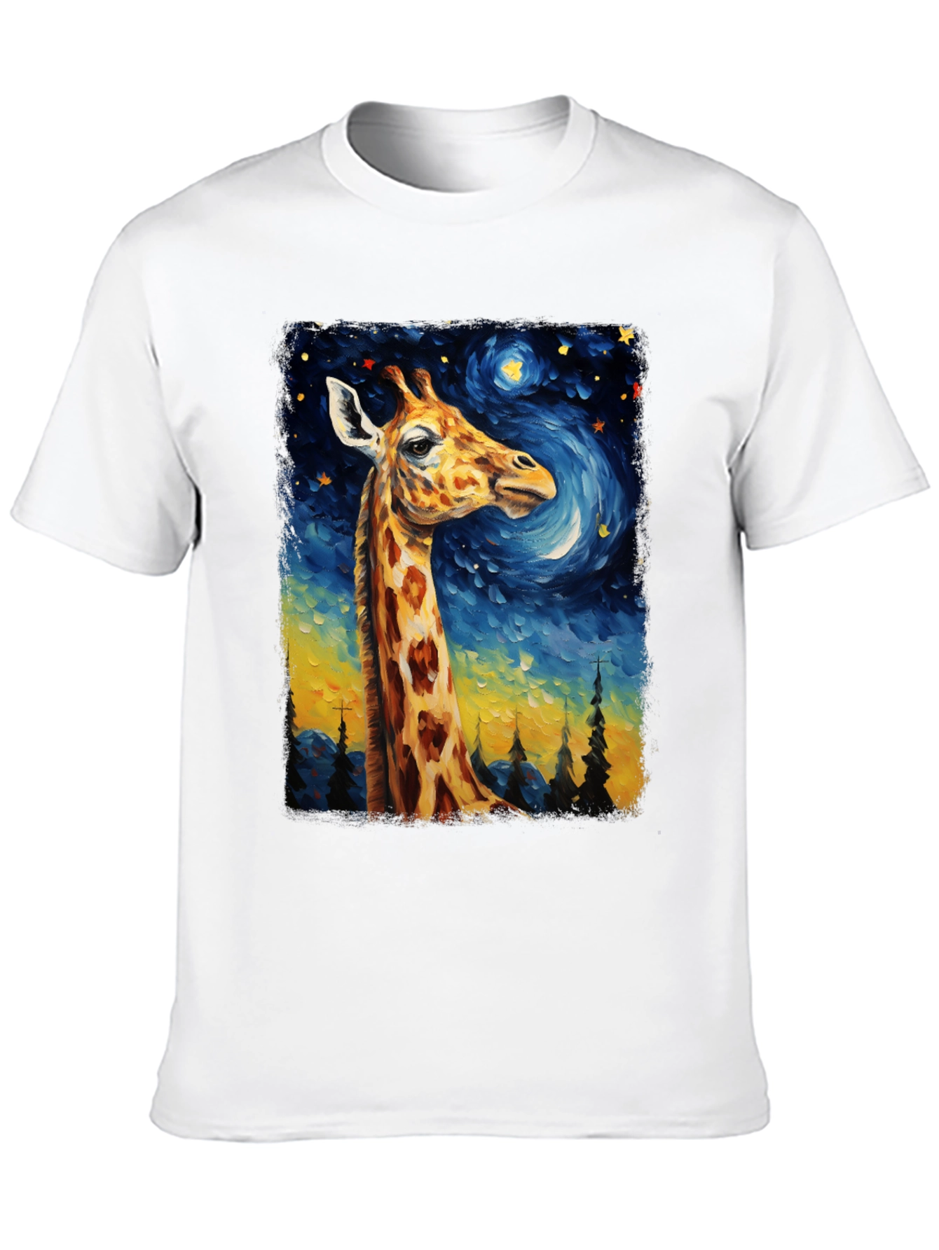 Giraffe Starry Night Art T-Shirt