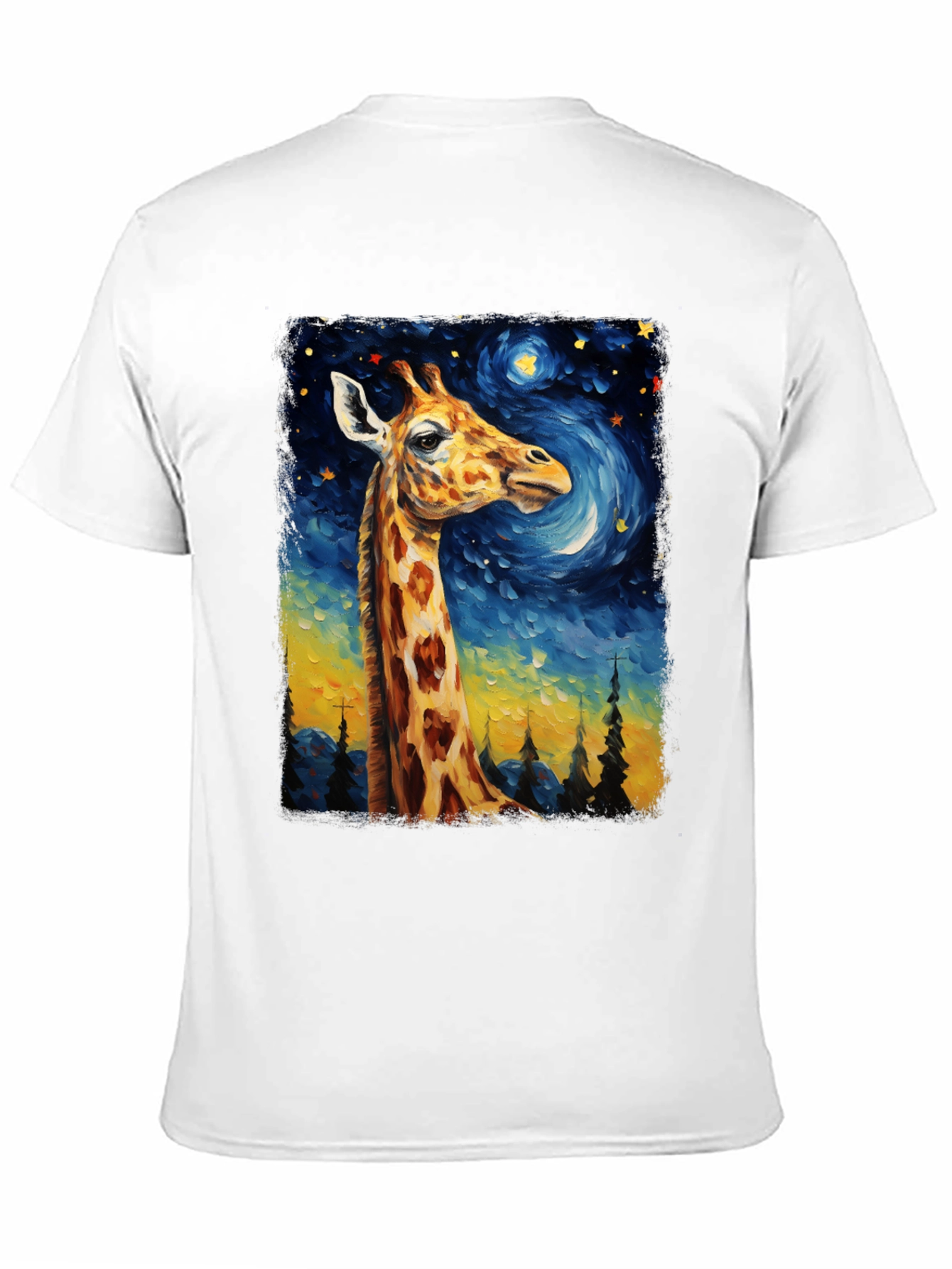 Giraffe Starry Night Art T-Shirt