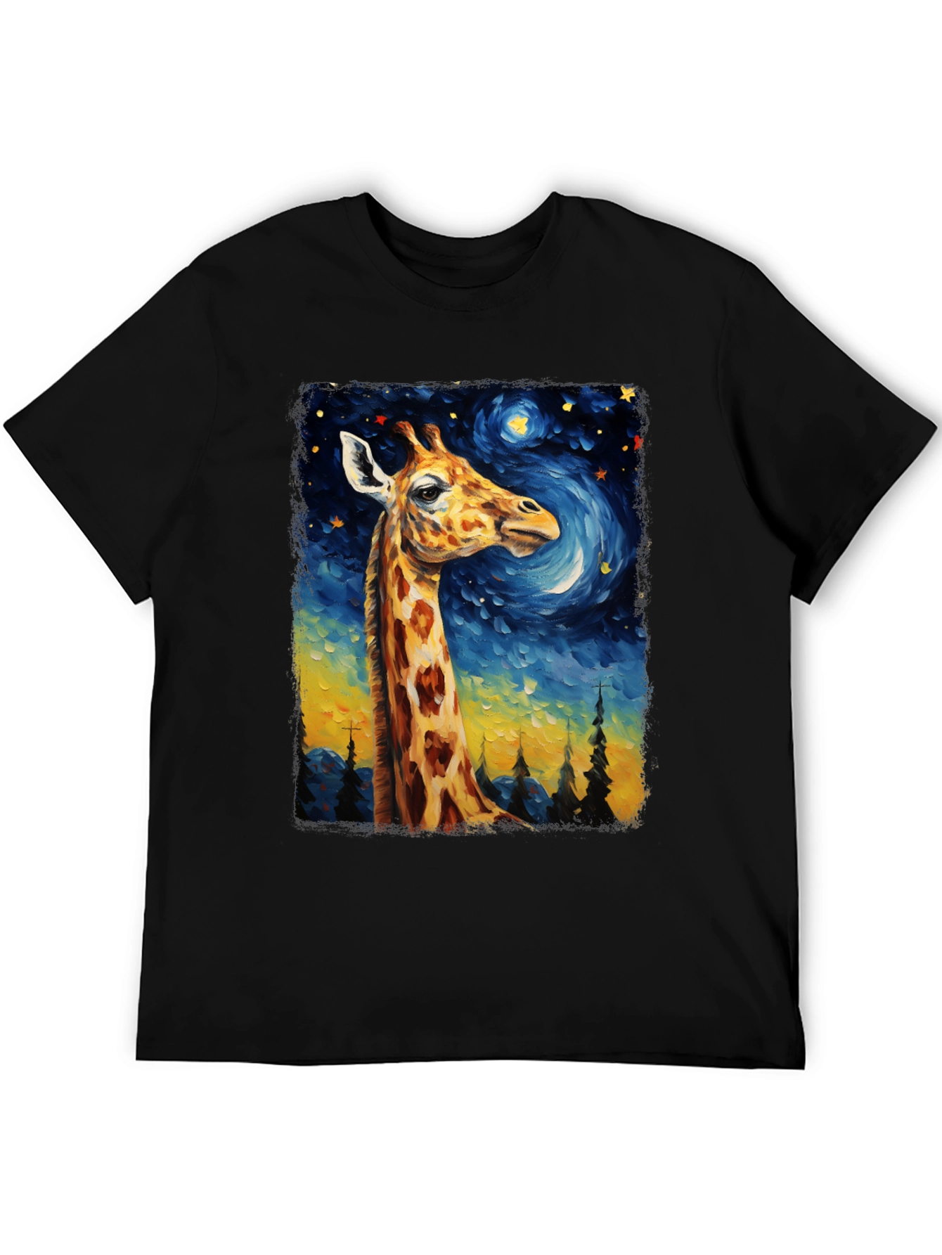 Giraffe Starry Night Art T-Shirt